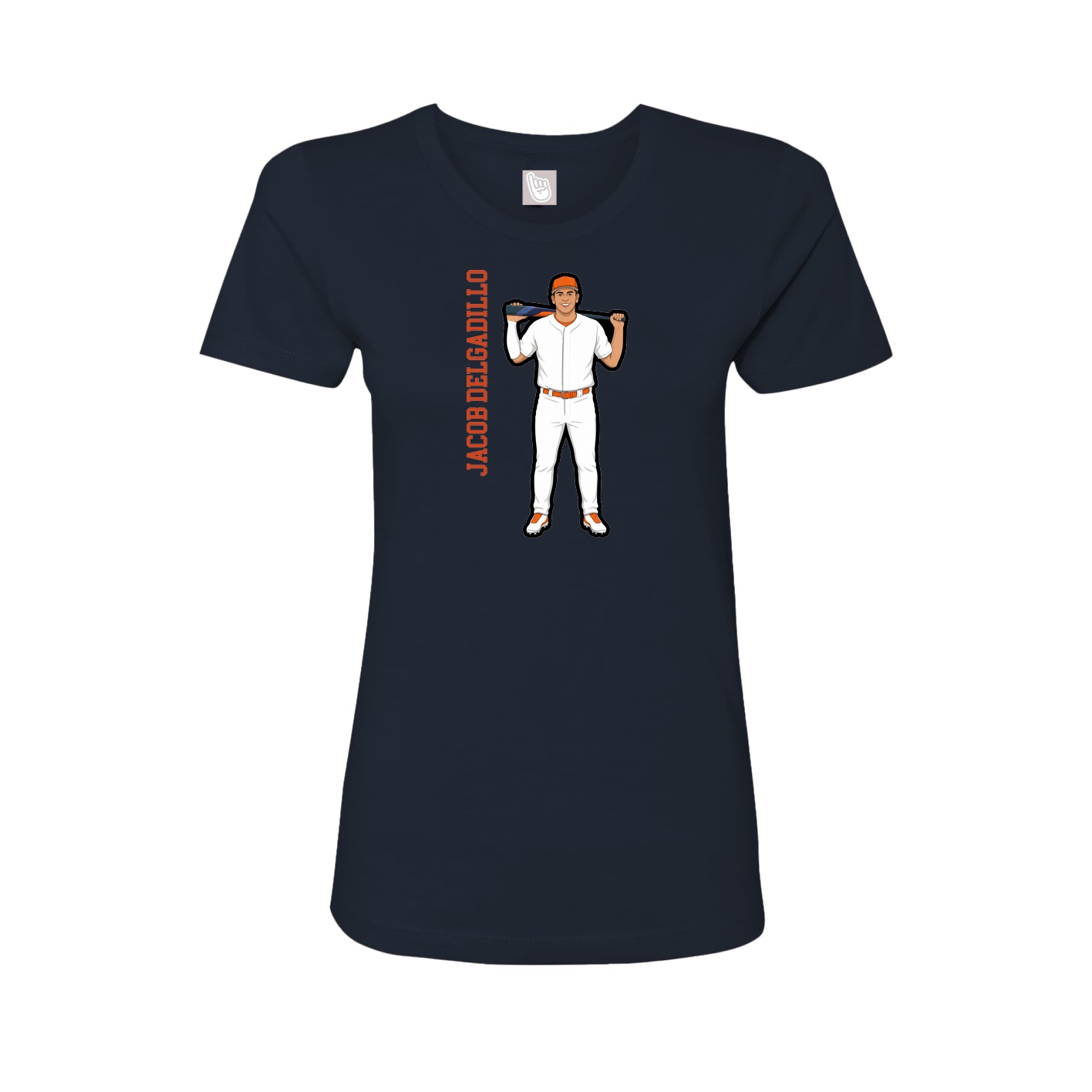 Fitted Women's Tee — Name Vertical in Navy