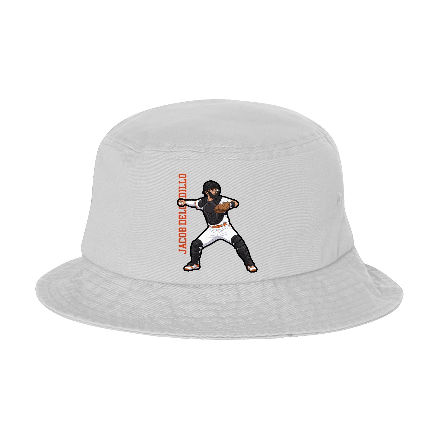 Bucket Cap — Name Vertical in White