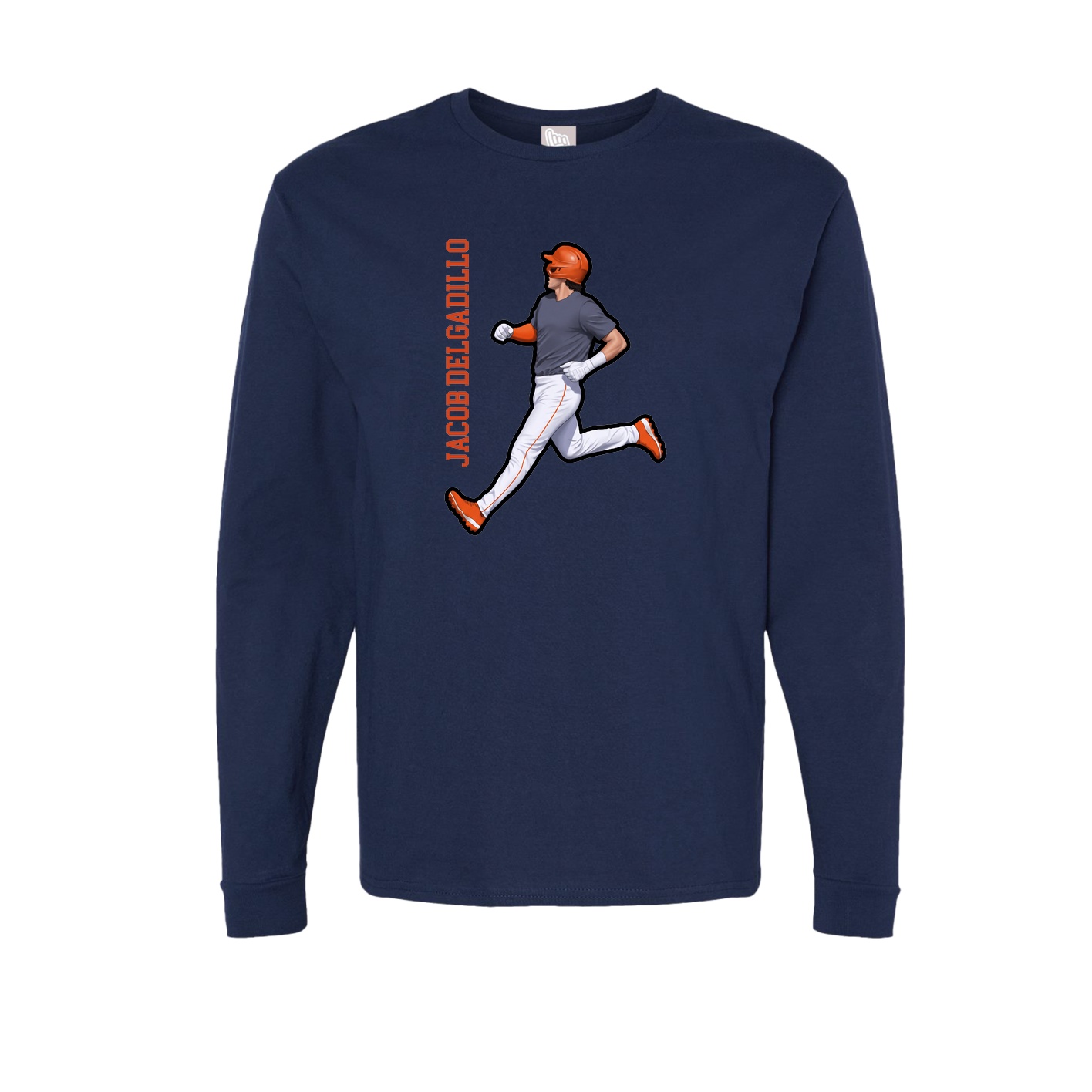Long Sleeve Tee — Name Vertical in Navy