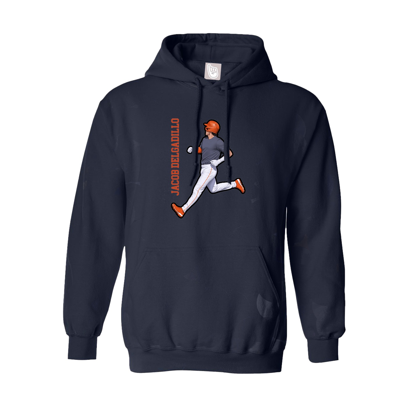 Hoodie — Name Vertical in Navy
