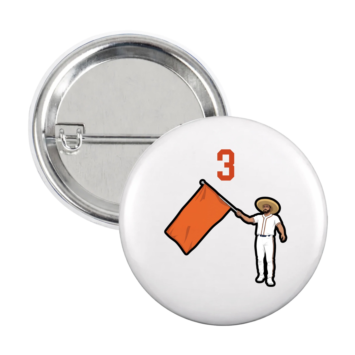 Game Day Button — Number Top in White
