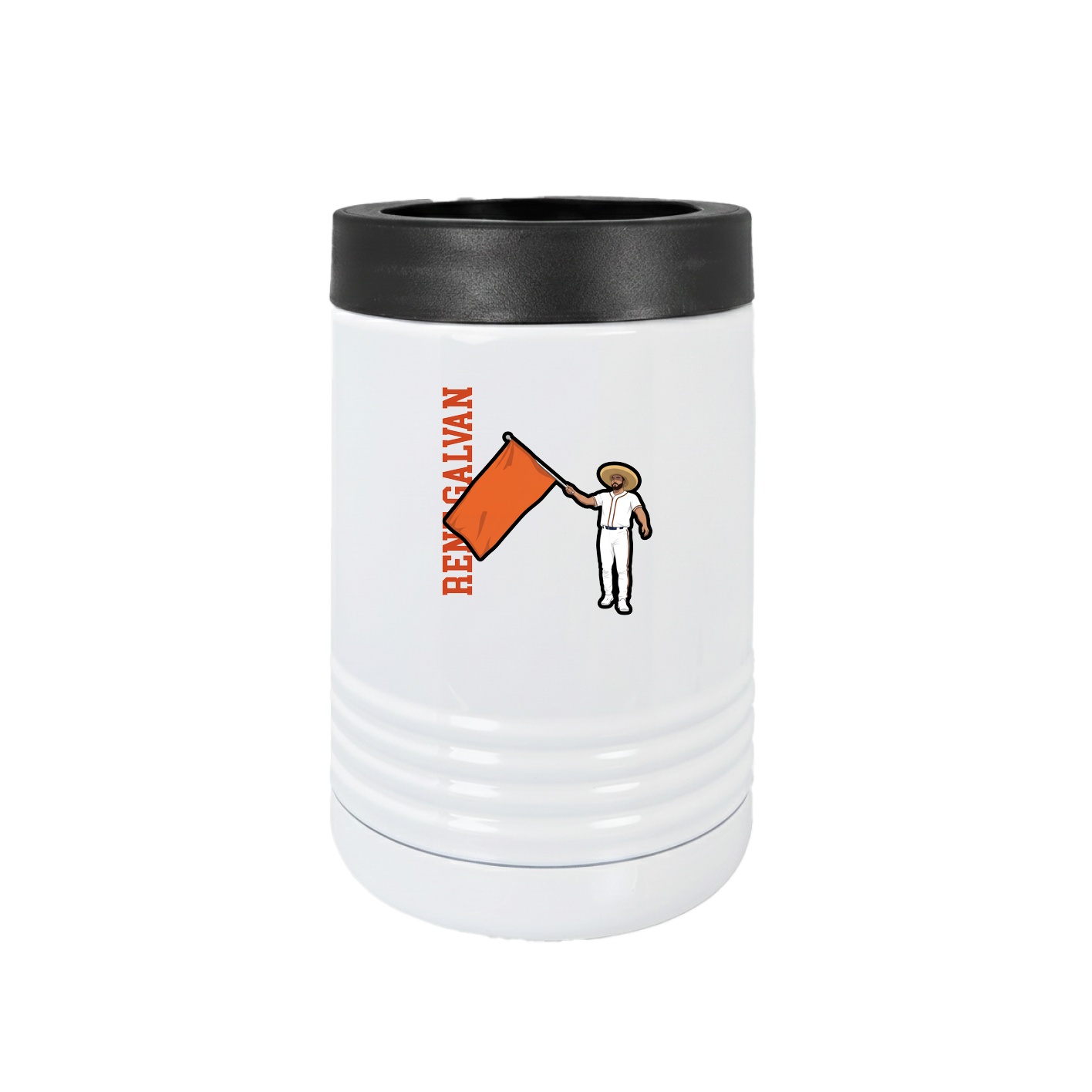 Beverage Holder — Name Vertical in White