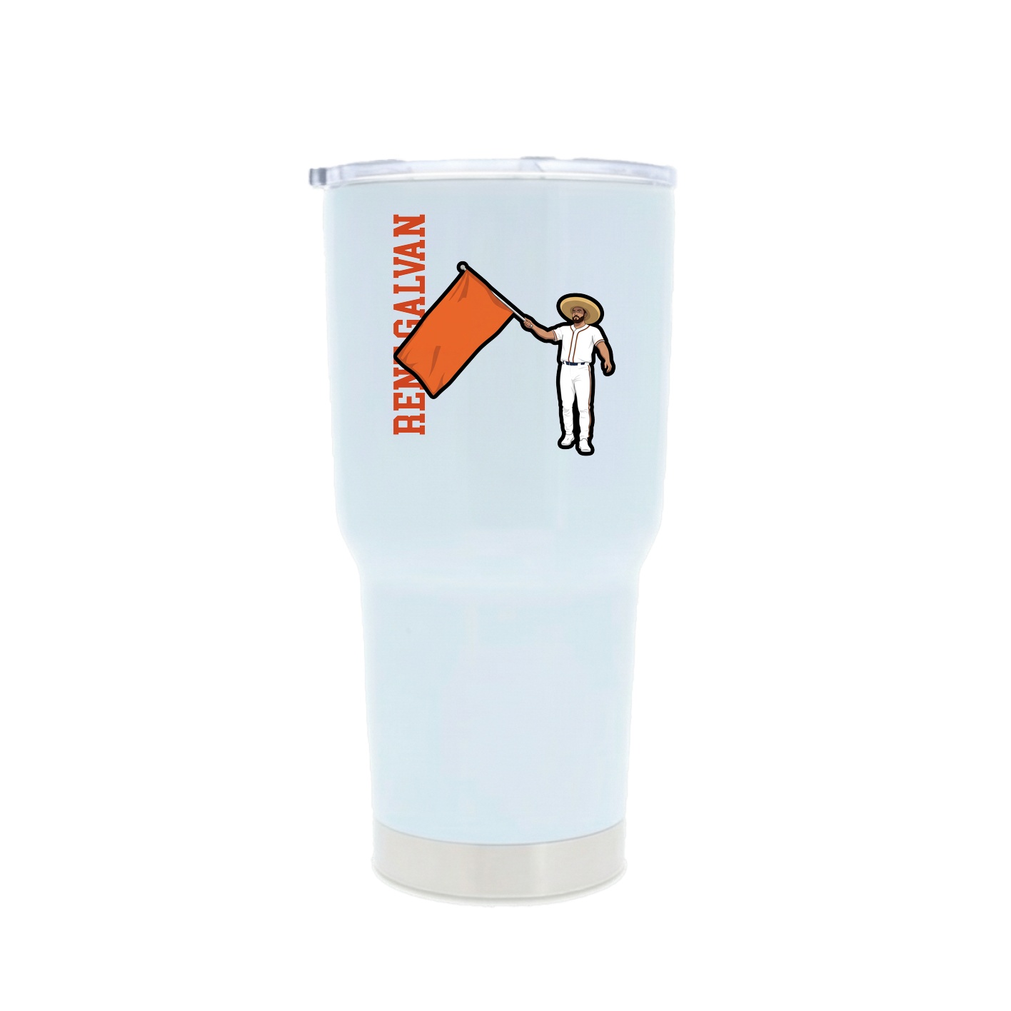 30oz Stainless Steel Tumbler — Name Vertical in White