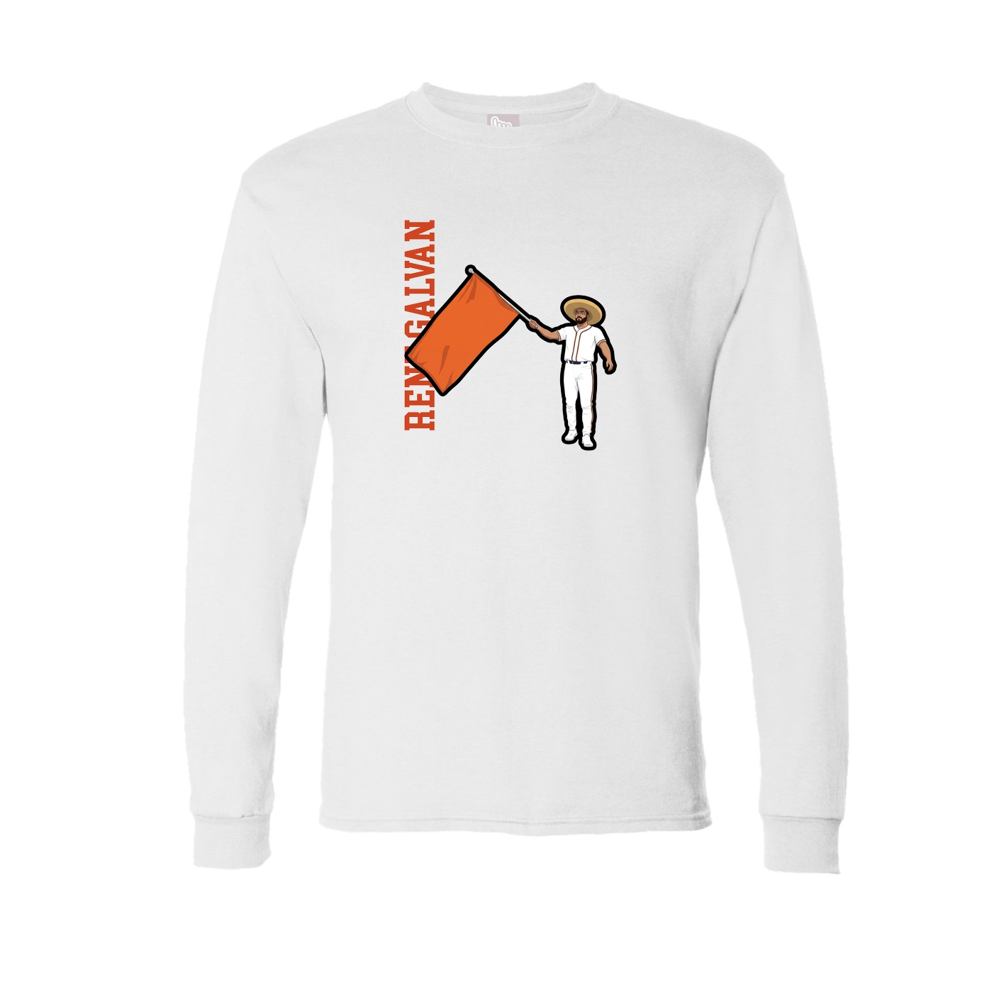 Long Sleeve Tee — Name Vertical in White