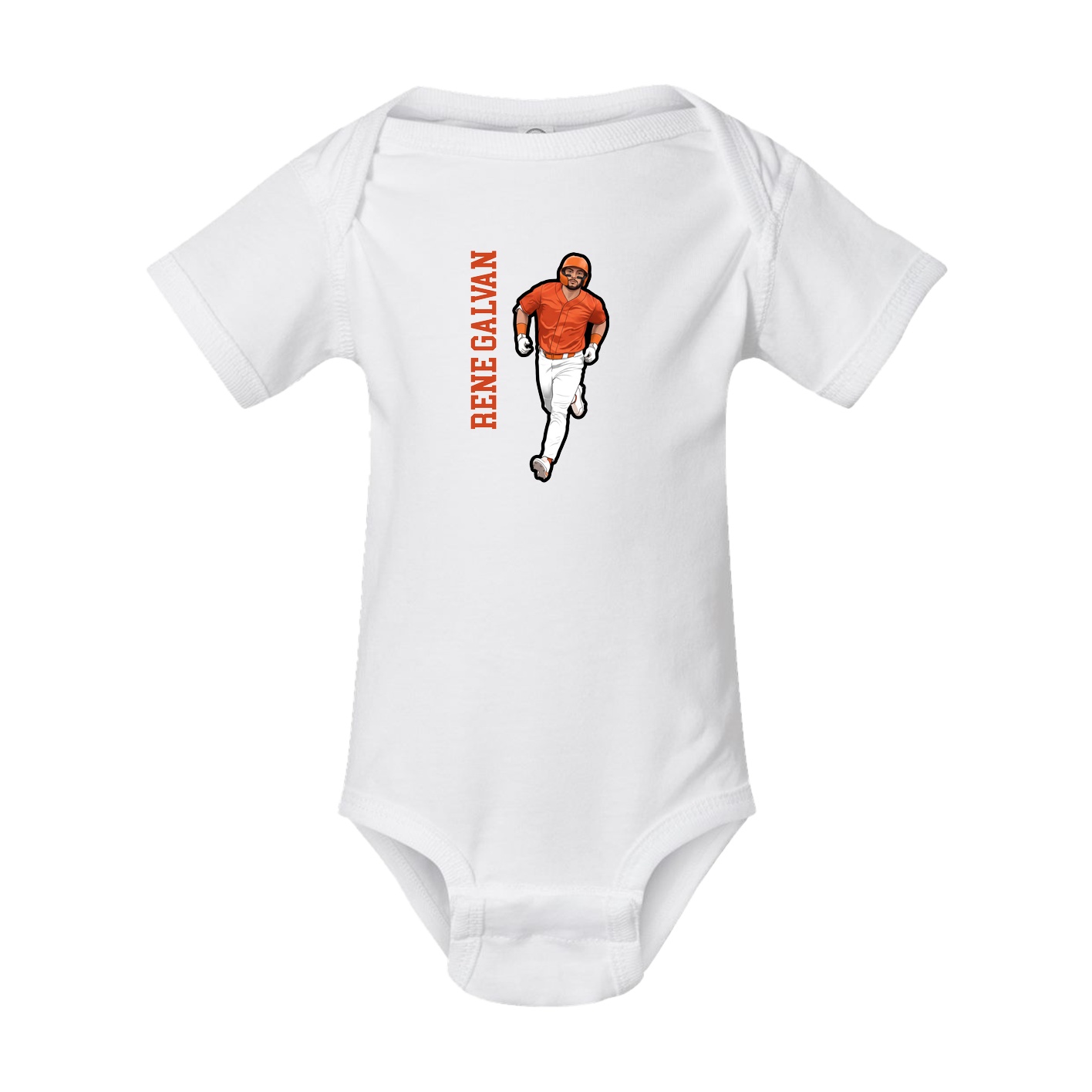 Baby Onesie — Name Vertical in White