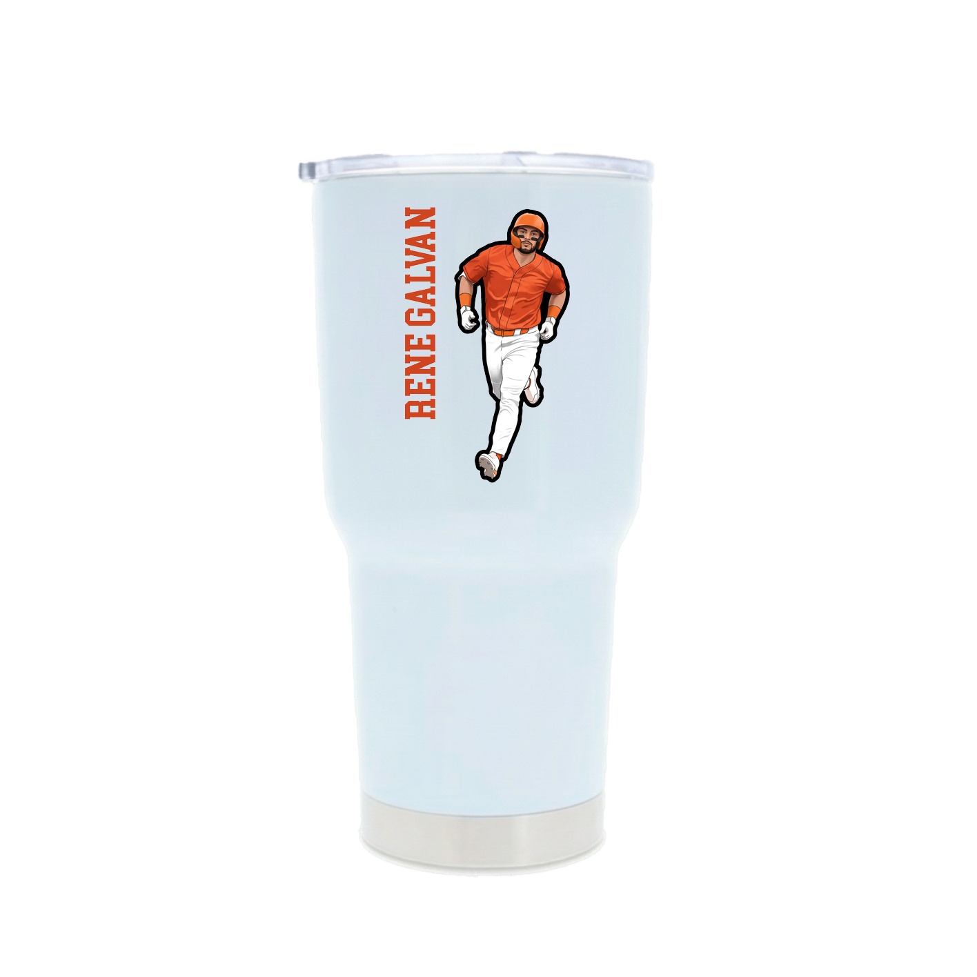 30oz Stainless Steel Tumbler — Name Vertical in White