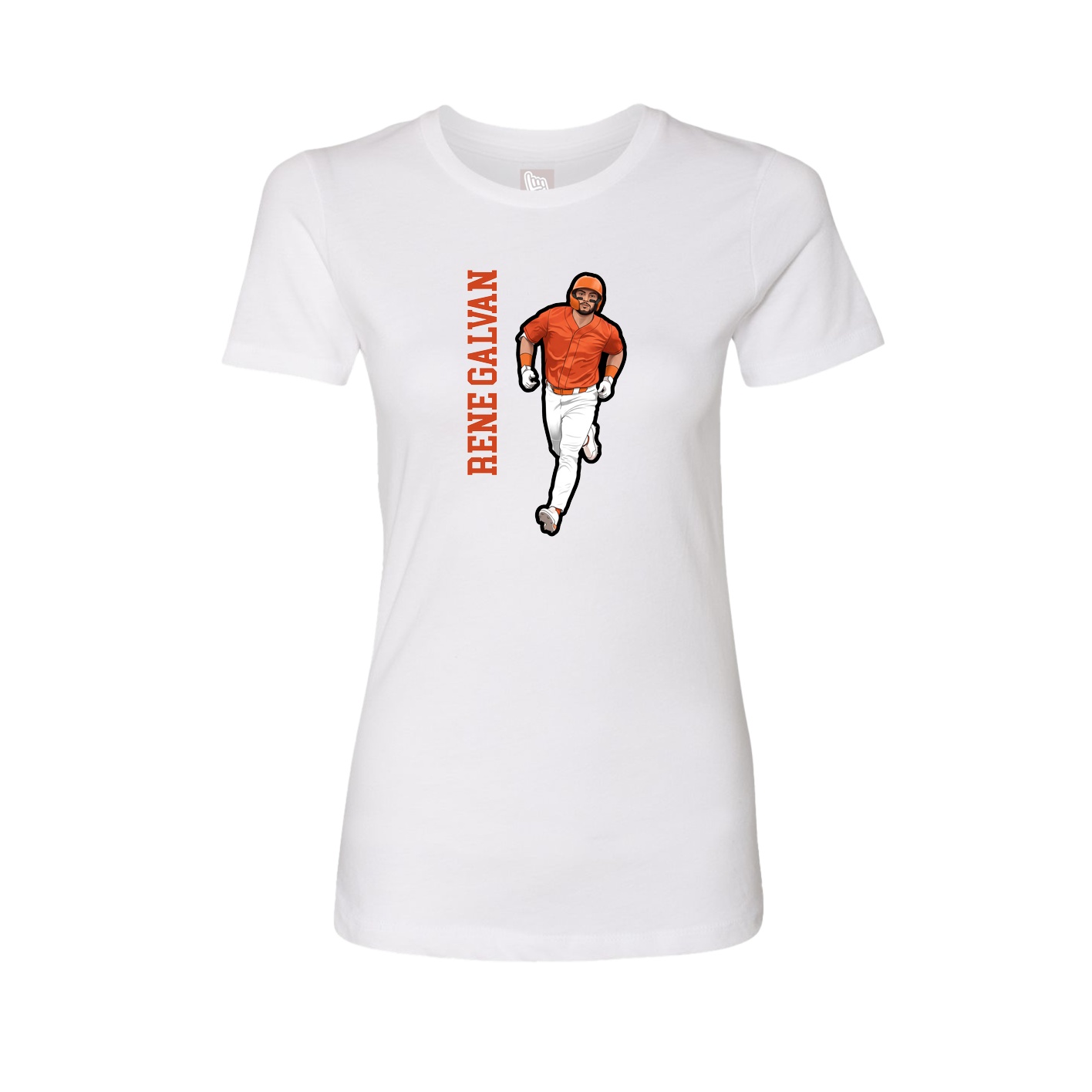 Fitted Women's Tee — Name Vertical in White