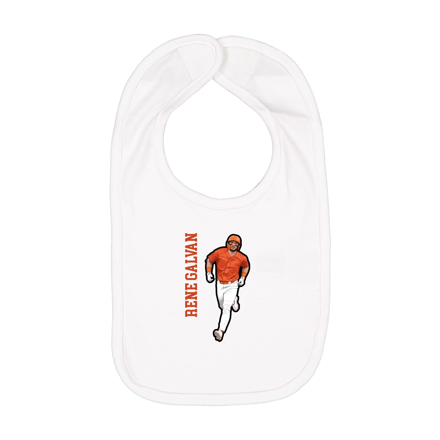 Infant Bib — Name Vertical in White