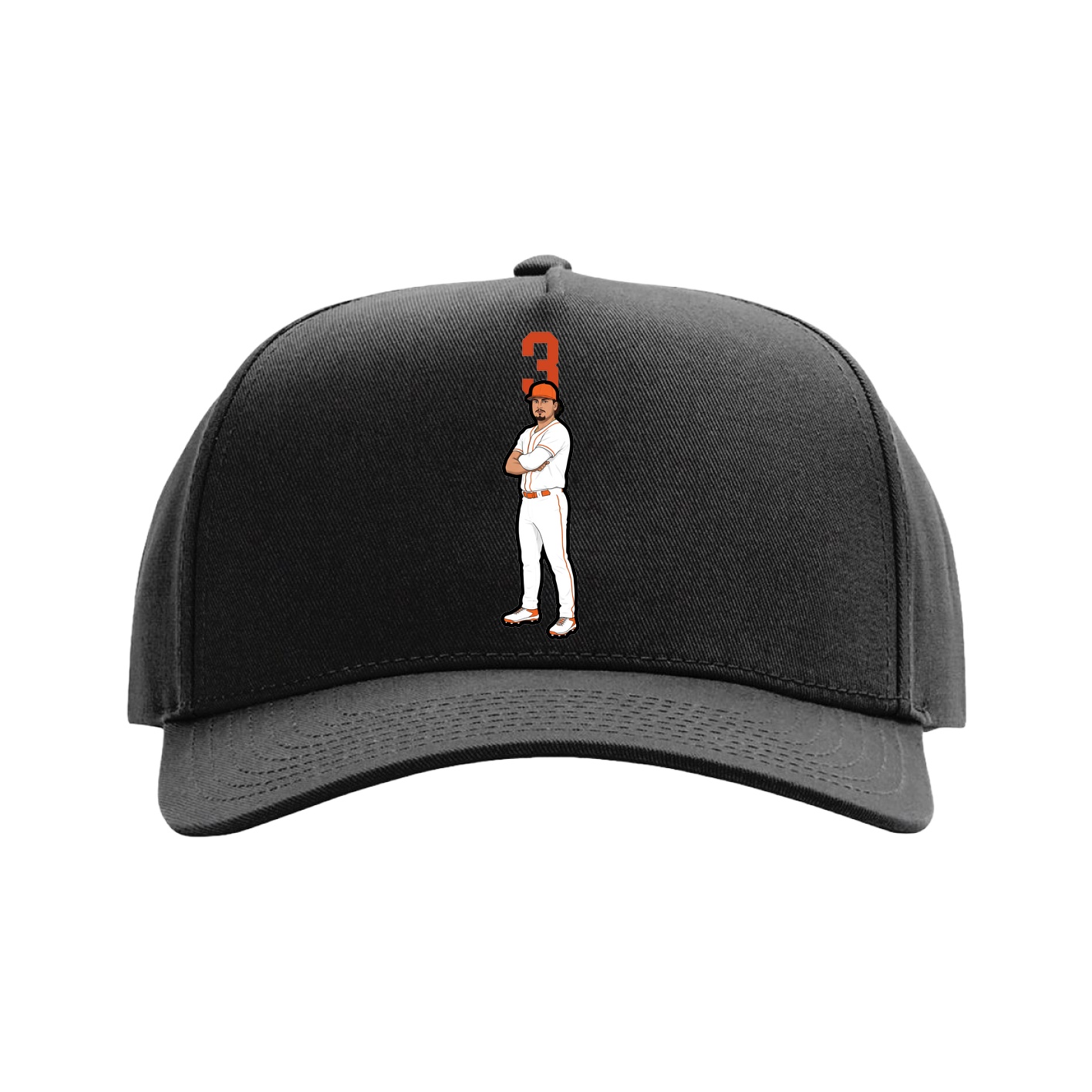 Full Fabric Five-Panel Champ Cap — Number Top in Black