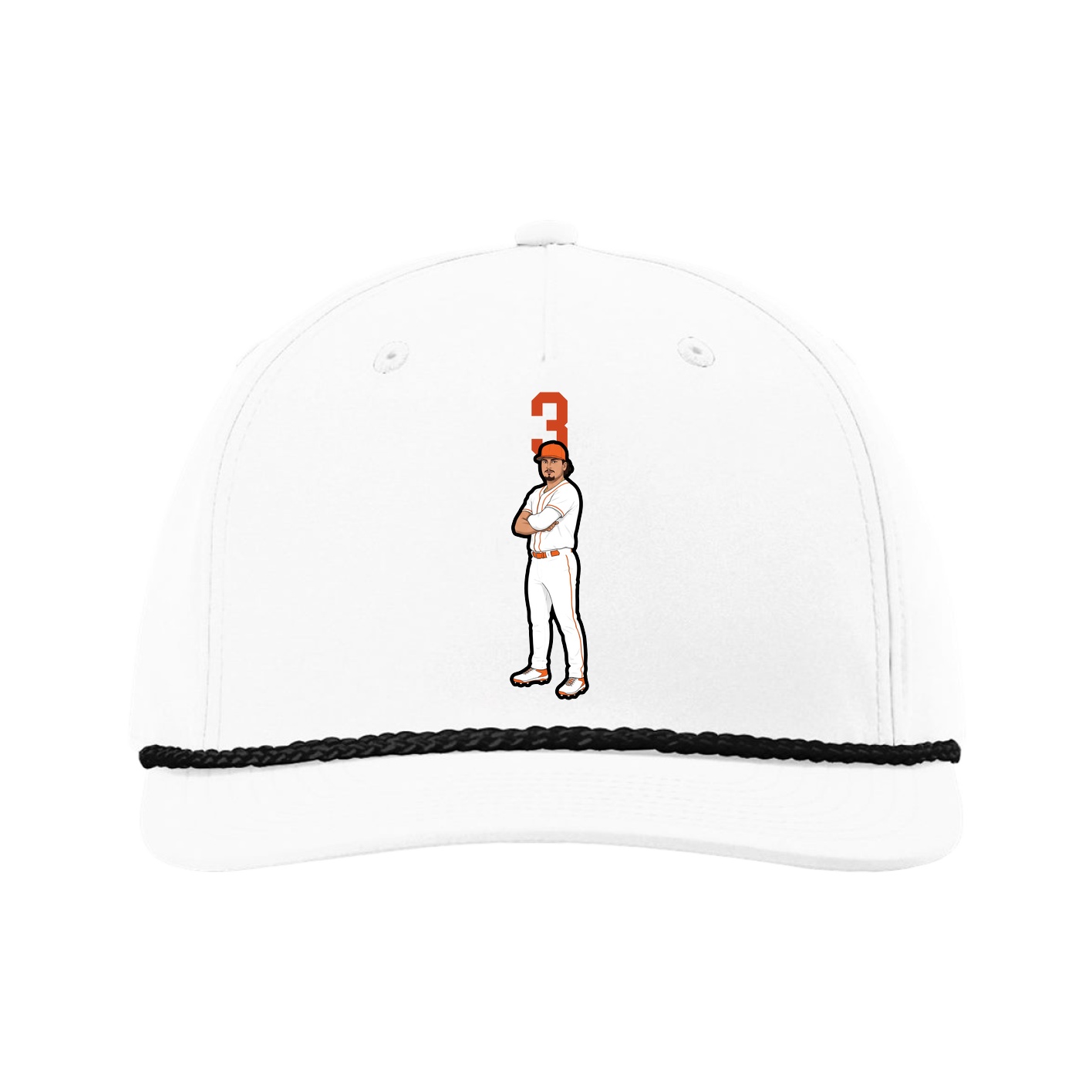 Five-Panel Classic Rope Cap — Number Top in White