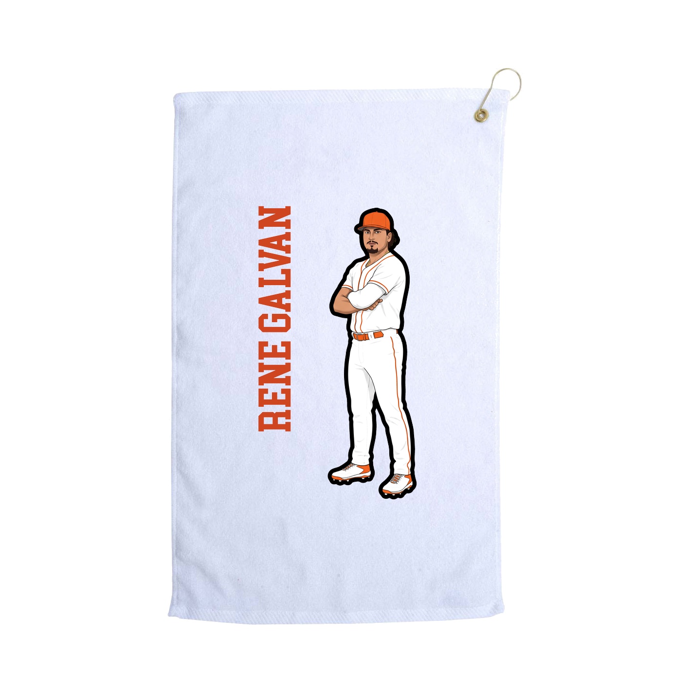 Golf Towel — Name Vertical in White