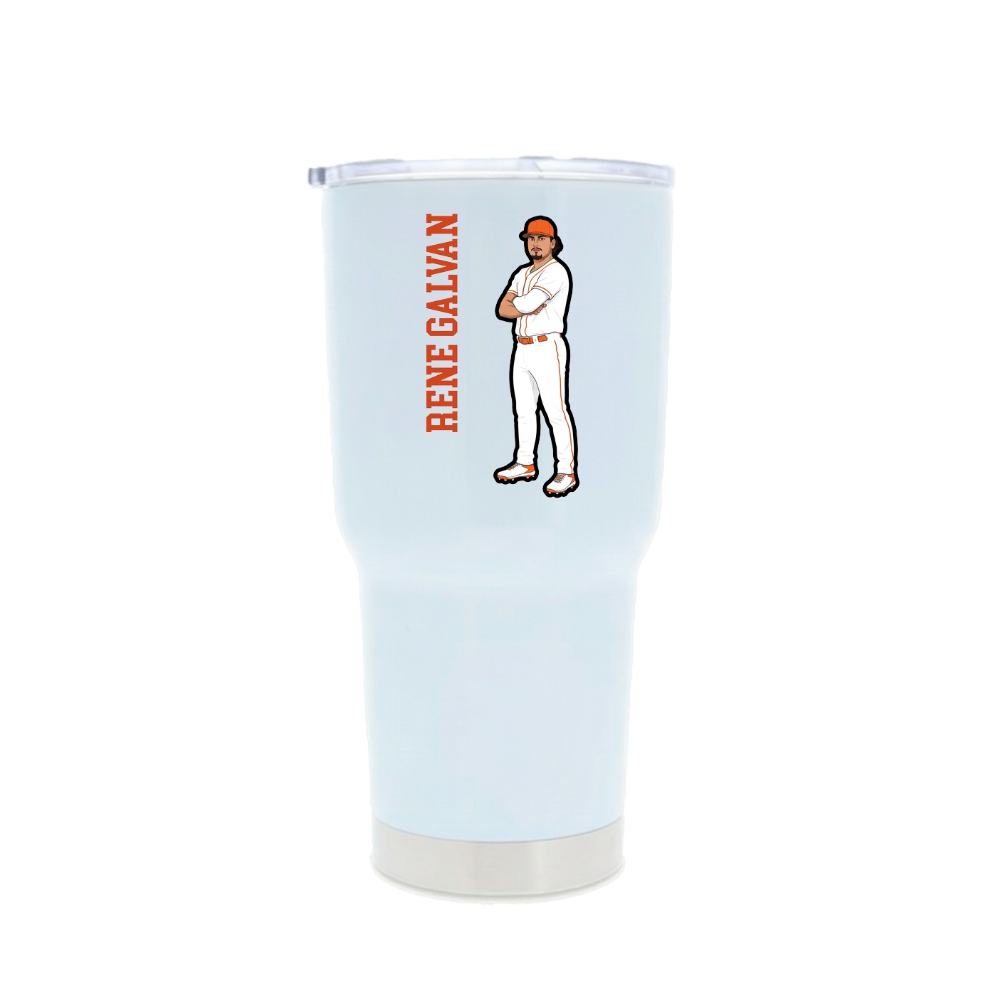 30oz Stainless Steel Tumbler — Name Vertical in White