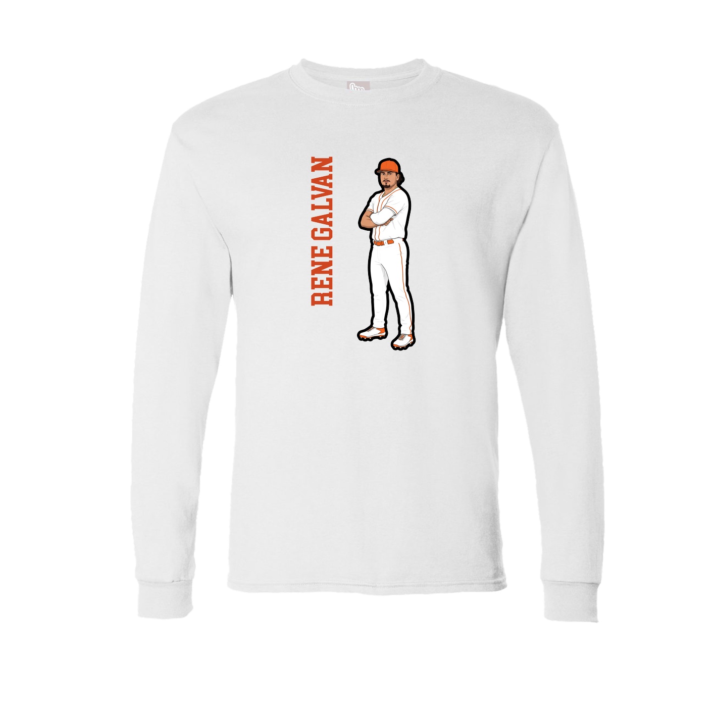 Long Sleeve Tee — Name Vertical in White