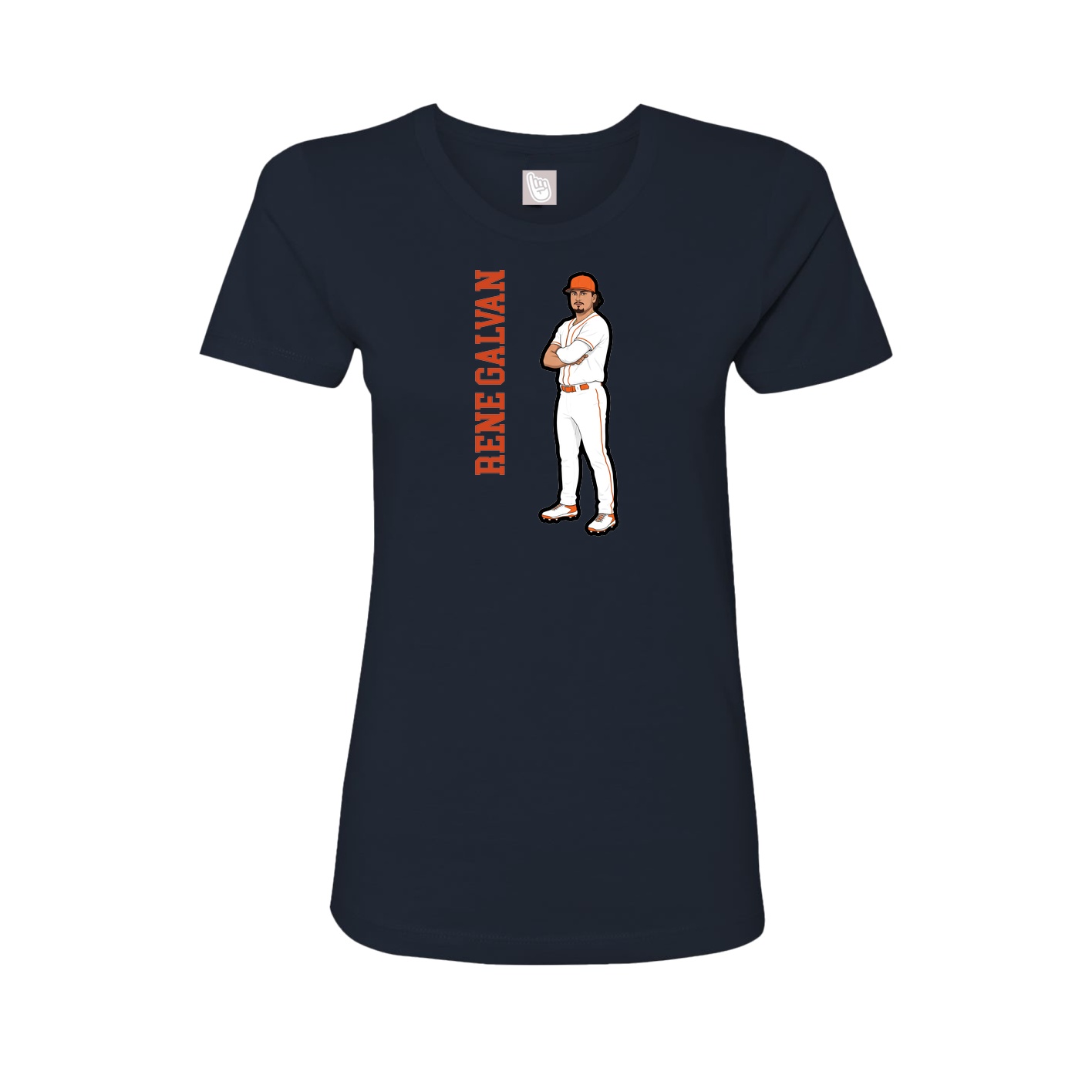 Fitted Women's Tee — Name Vertical in Navy