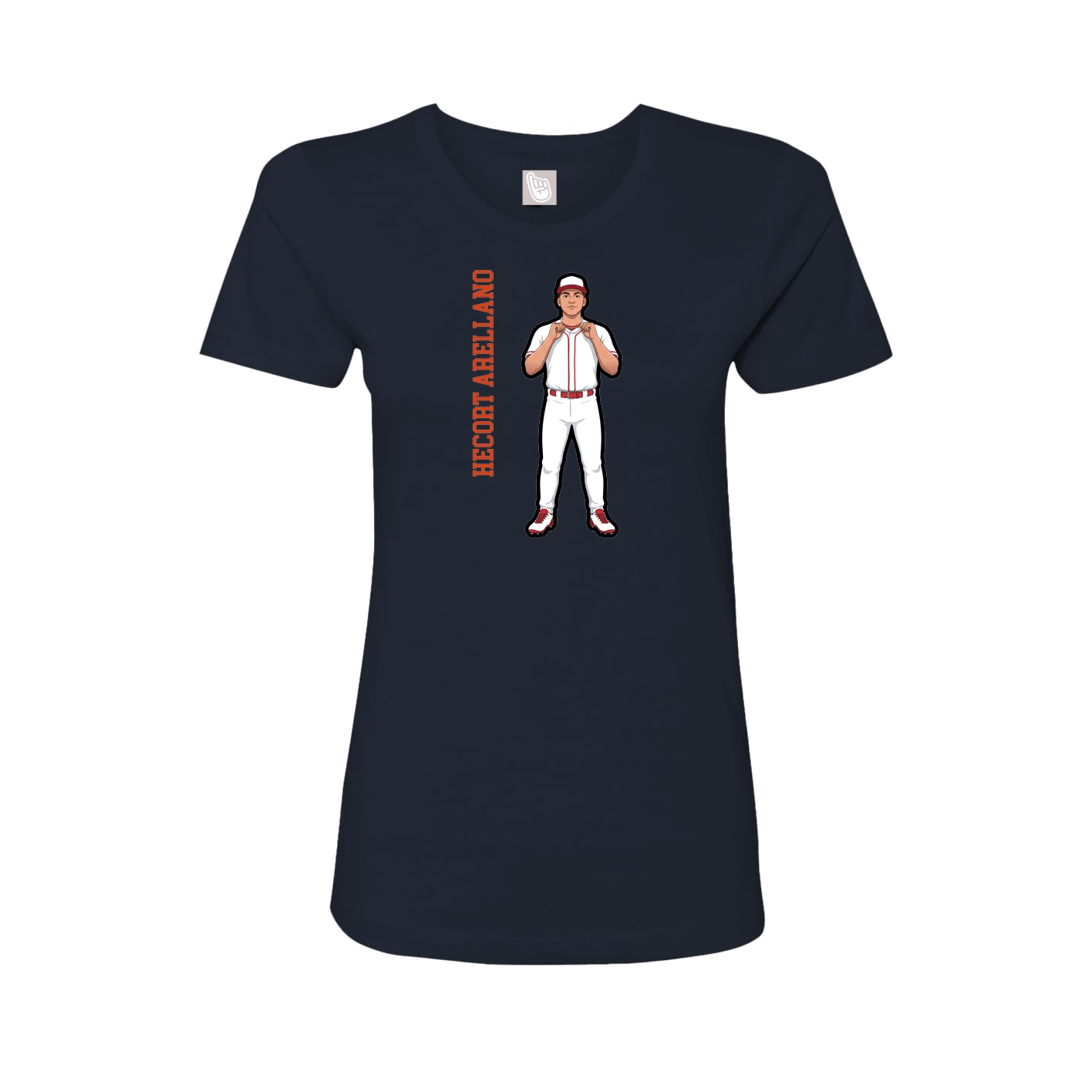 Fitted Women's Tee — Name Vertical in Navy