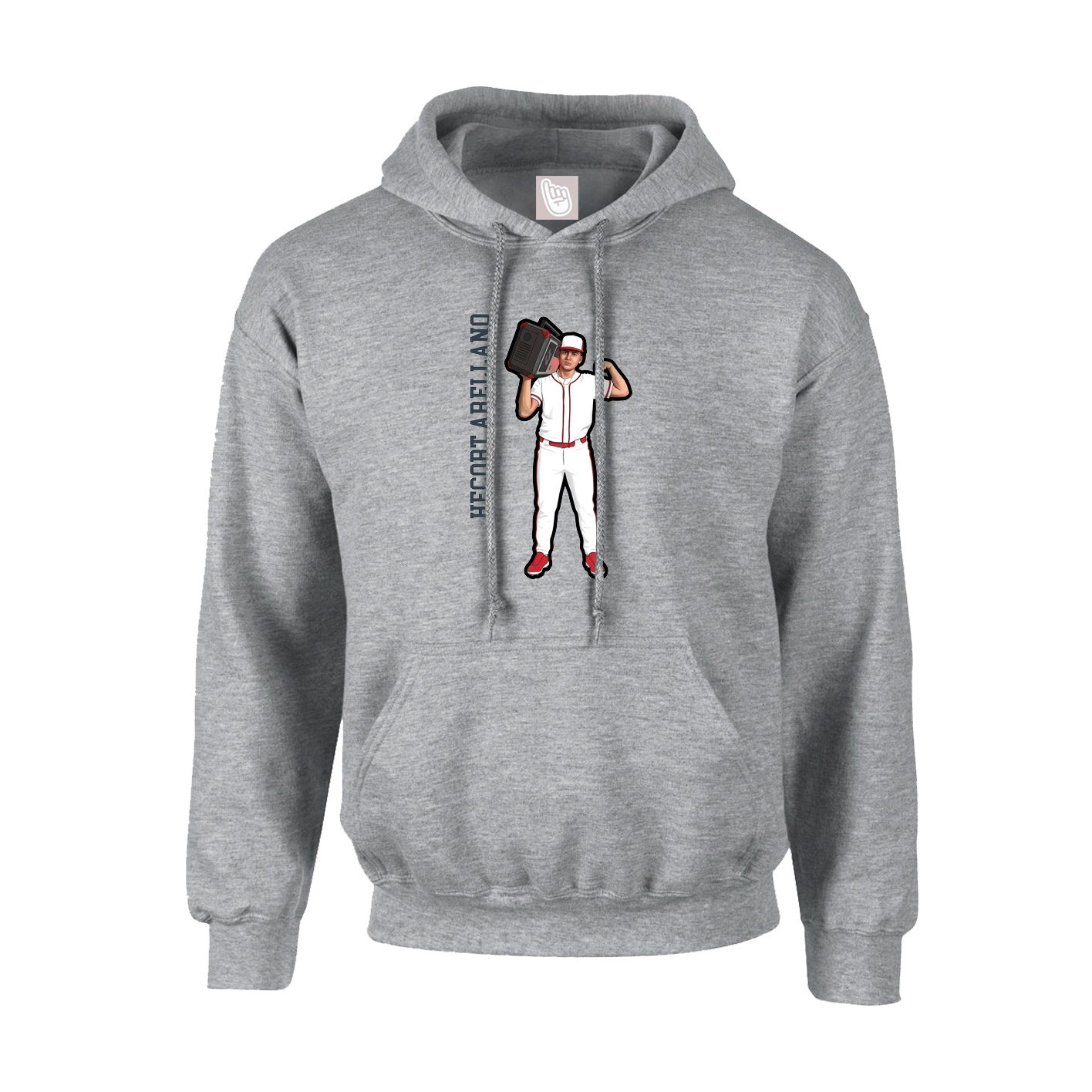 Hoodie — Name Vertical in Grey