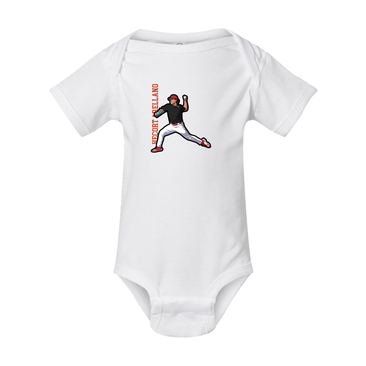 Baby Onesie — Name Vertical in White