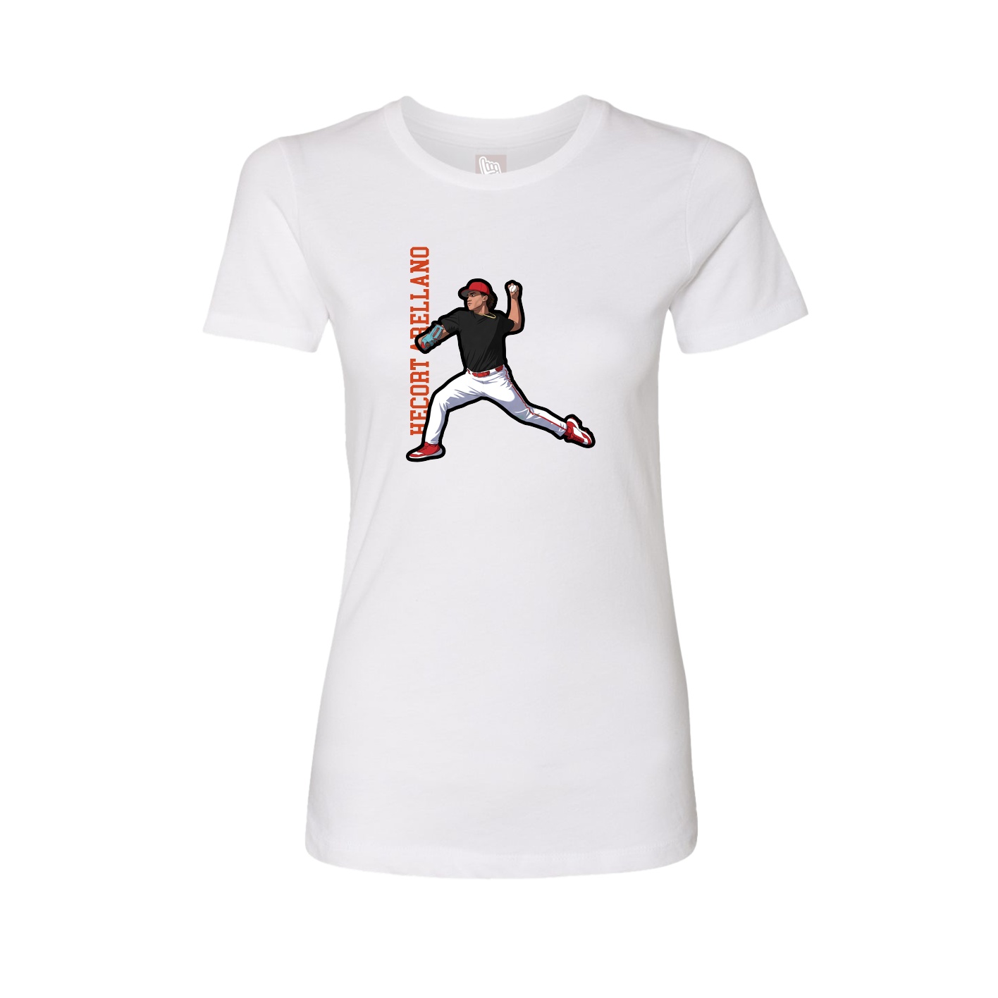 Fitted Women's Tee — Name Vertical in White