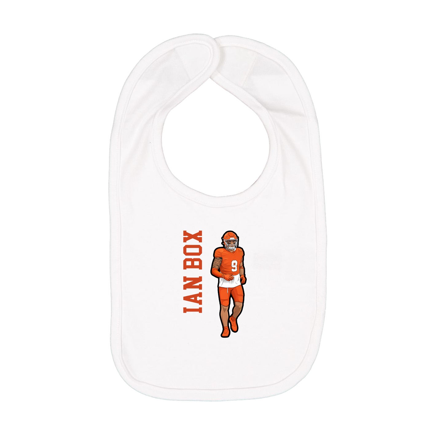 Infant Bib — Name Vertical in White