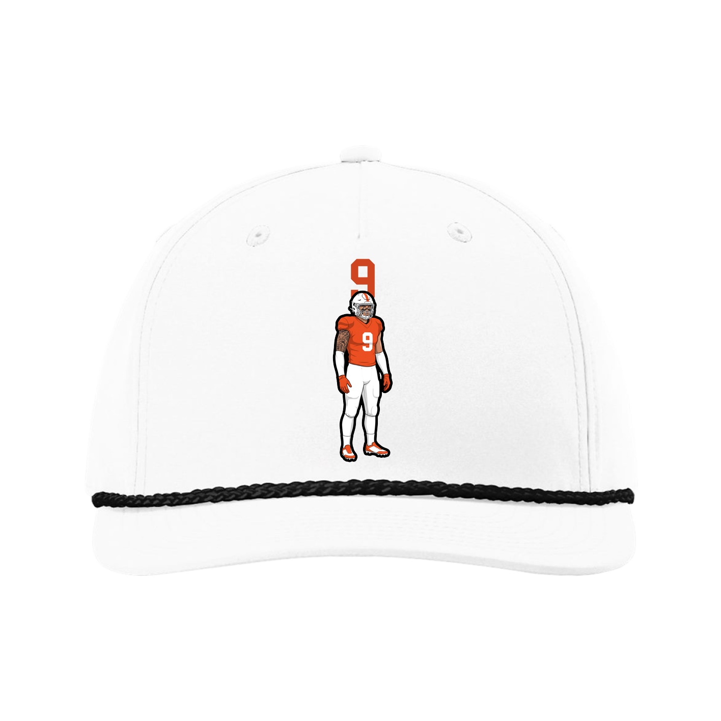 Five-Panel Classic Rope Cap — Number Top in White