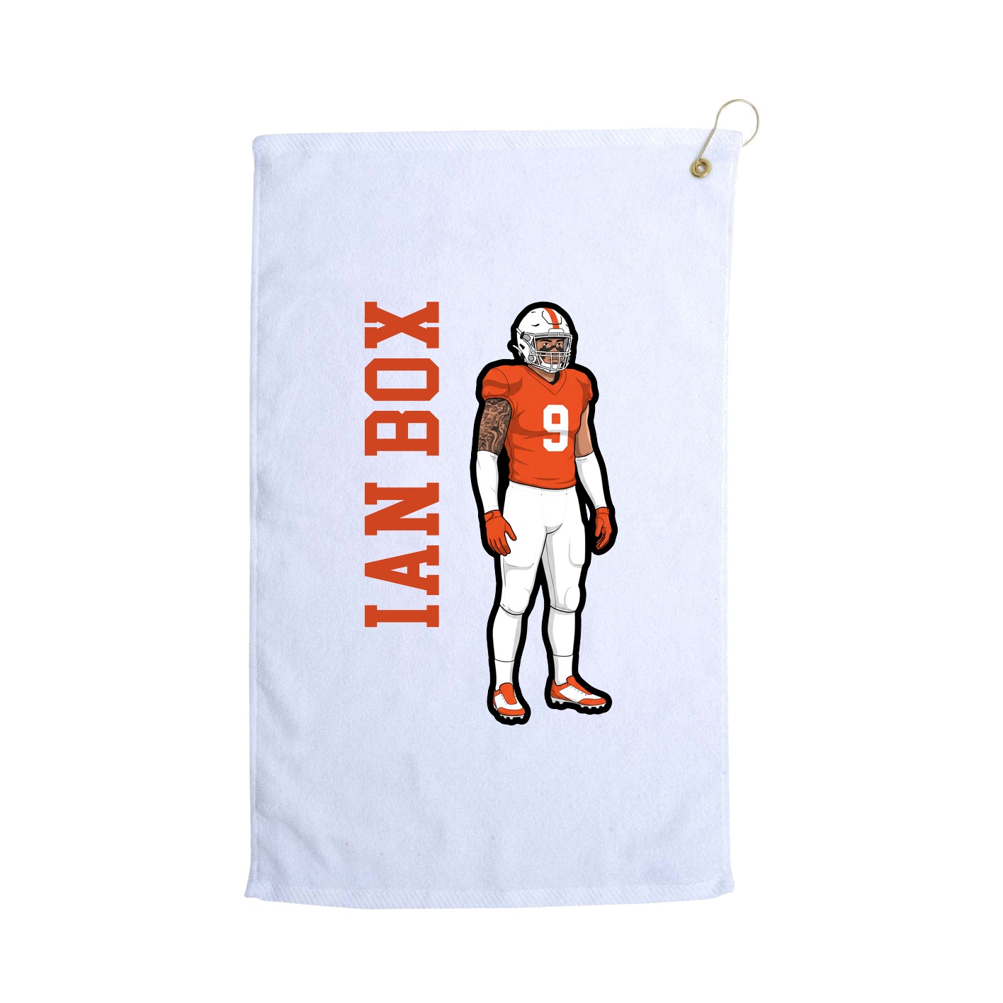 Golf Towel — Name Vertical in White