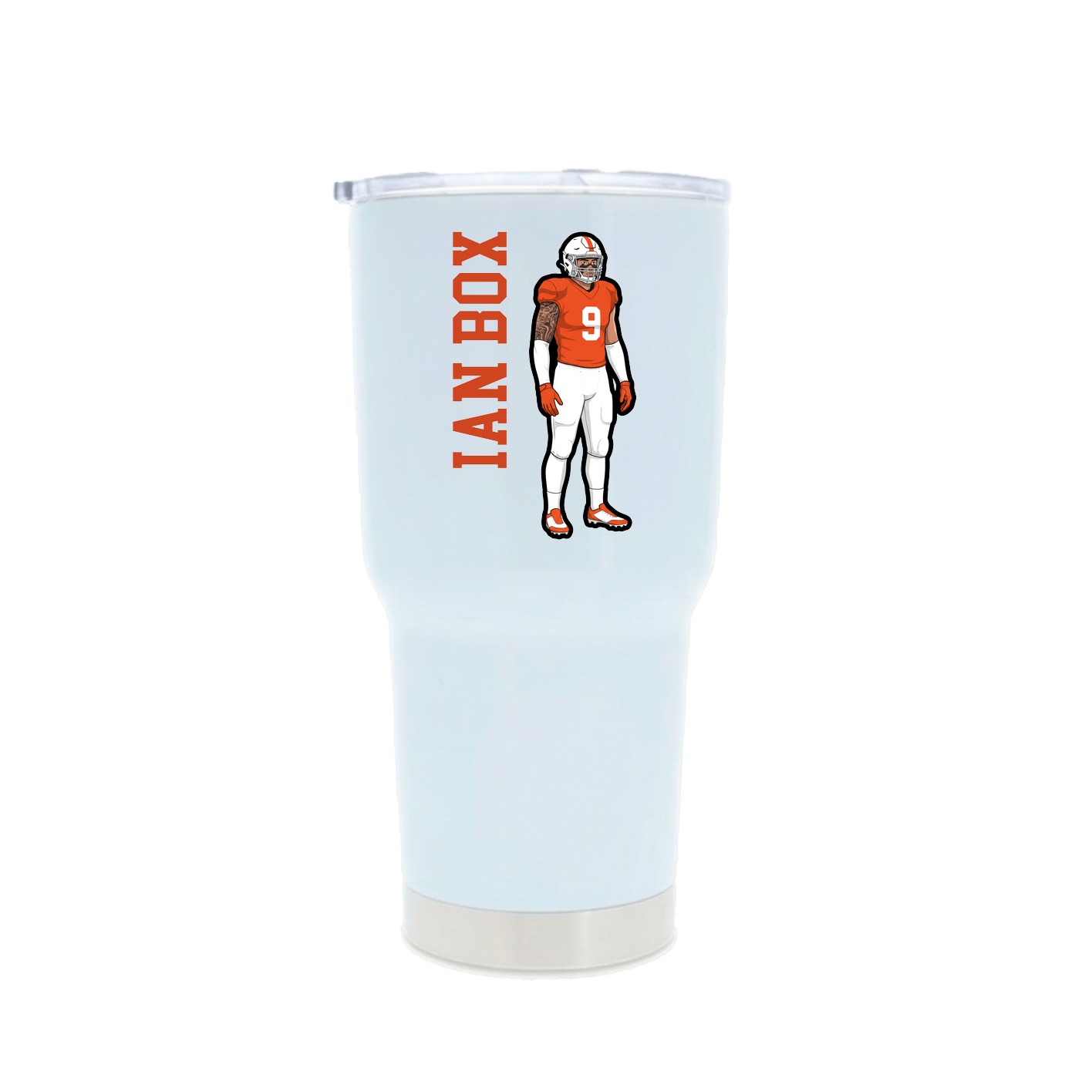 30oz Stainless Steel Tumbler — Name Vertical in White