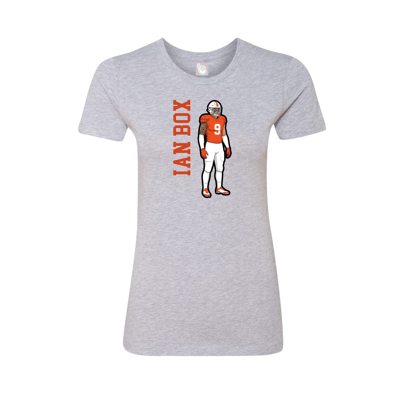 Womens Tee — Name Vertical in Grey