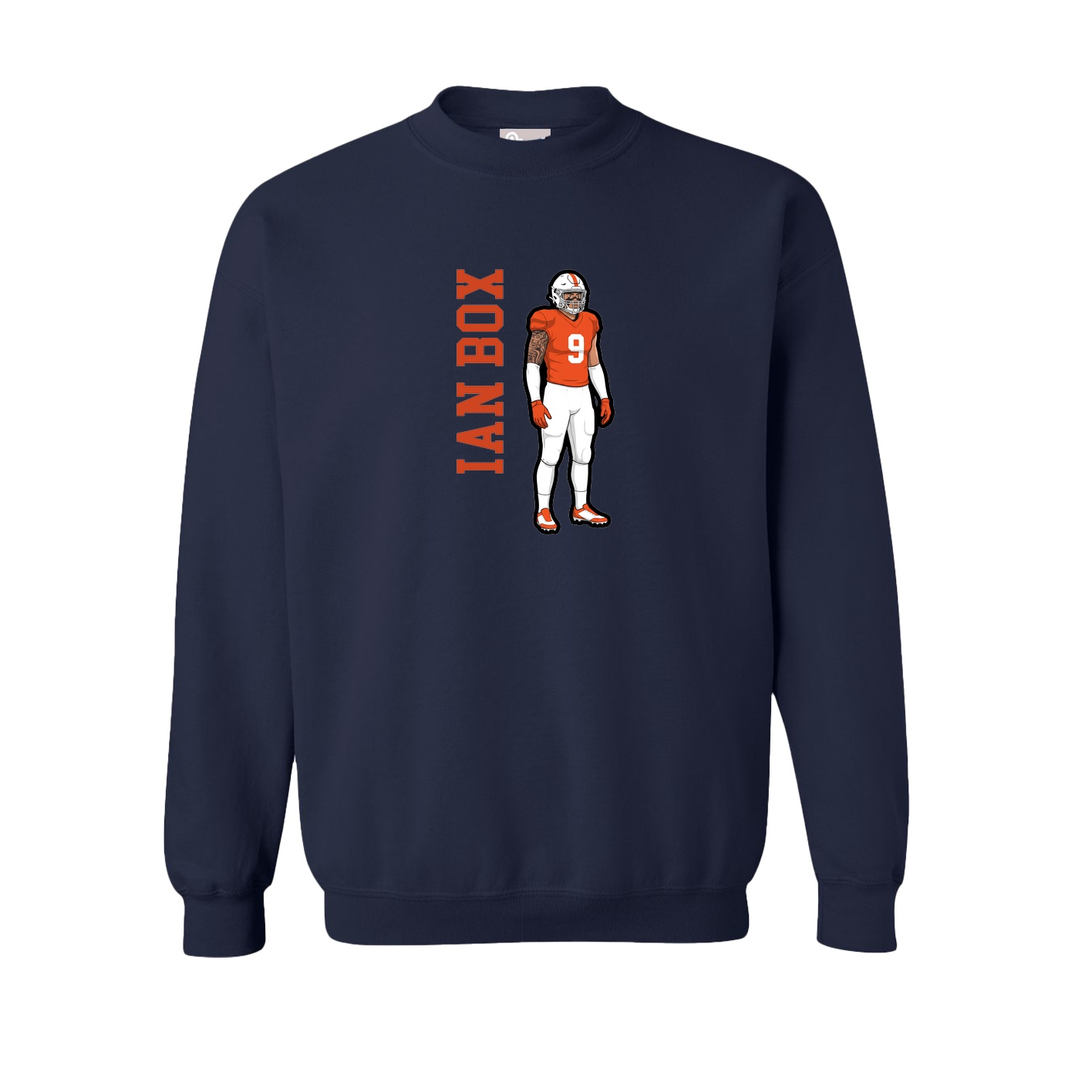 Fleece Crew — Name Vertical in Navy