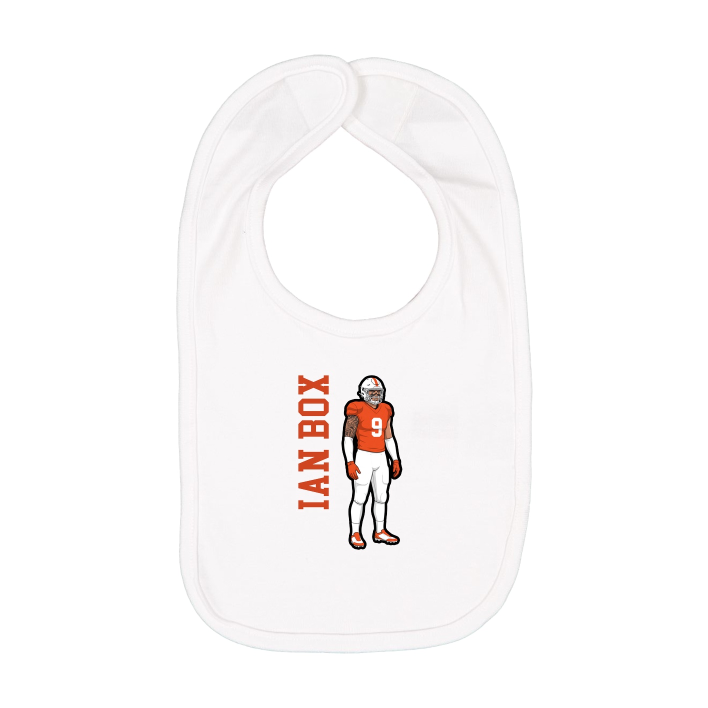 Infant Bib — Name Vertical in White