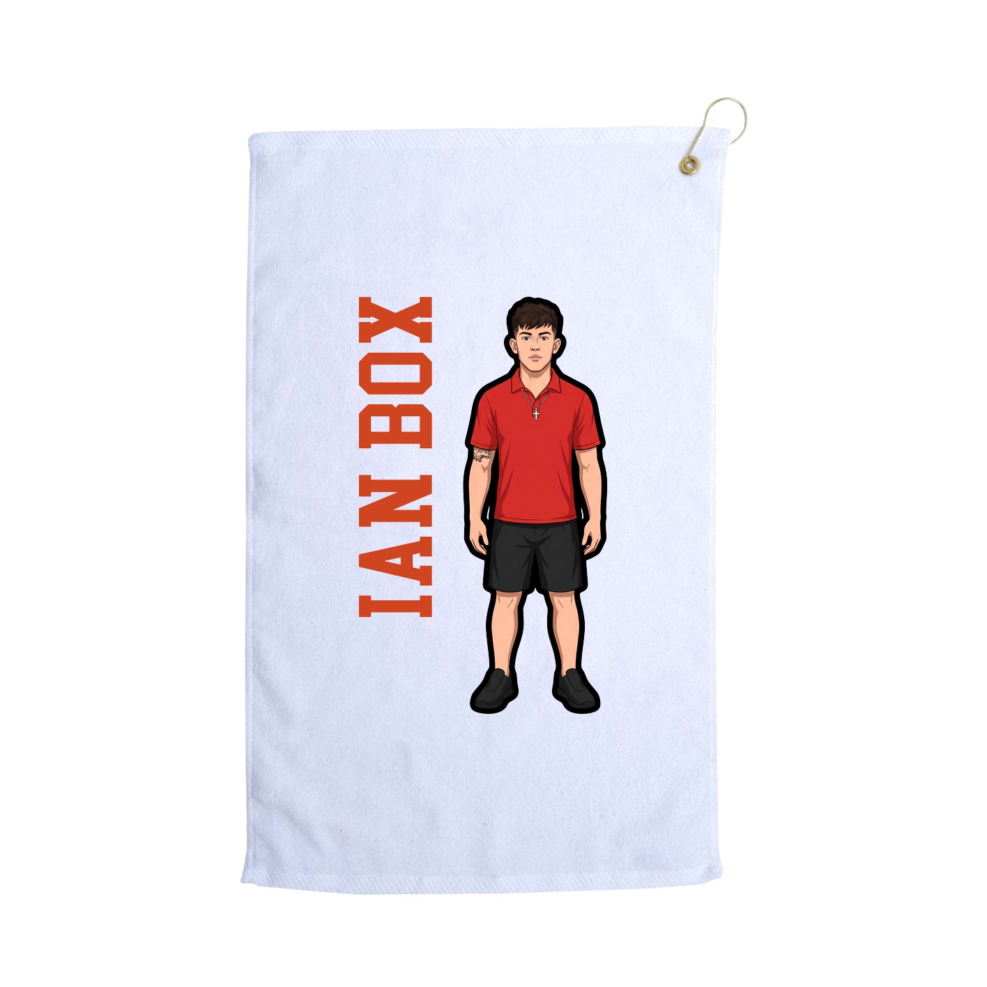 Golf Towel — Name Vertical in White