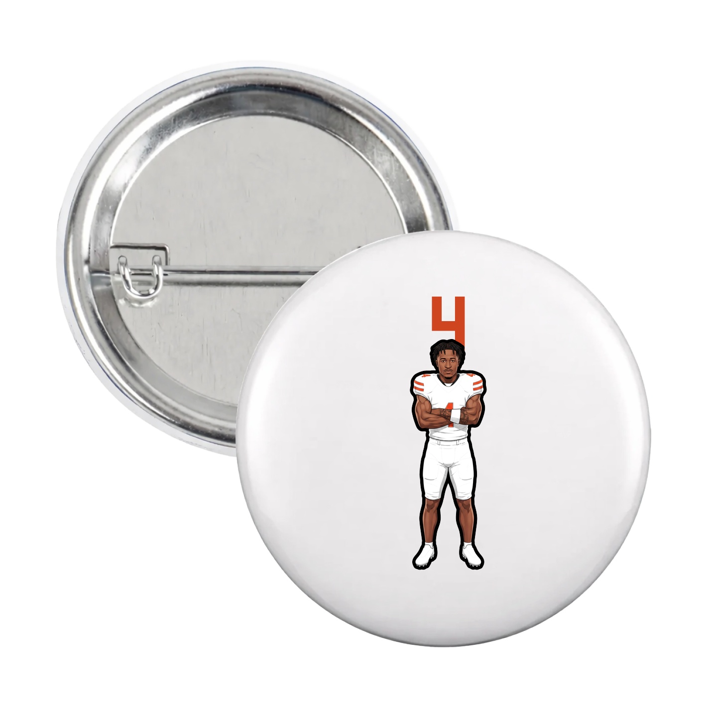 Game Day Button — Number Top in White