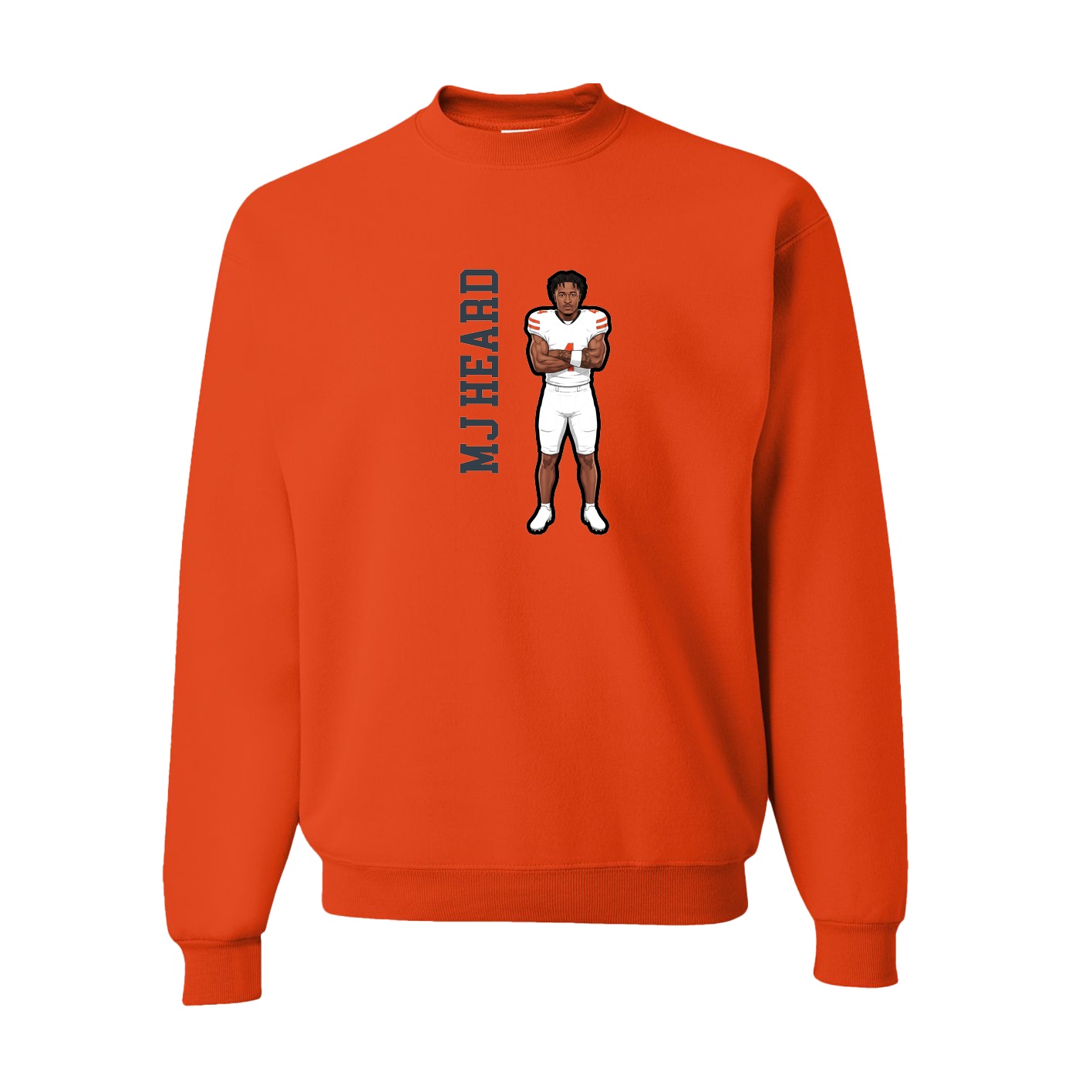 Fleece Crew — Name Vertical in Orange