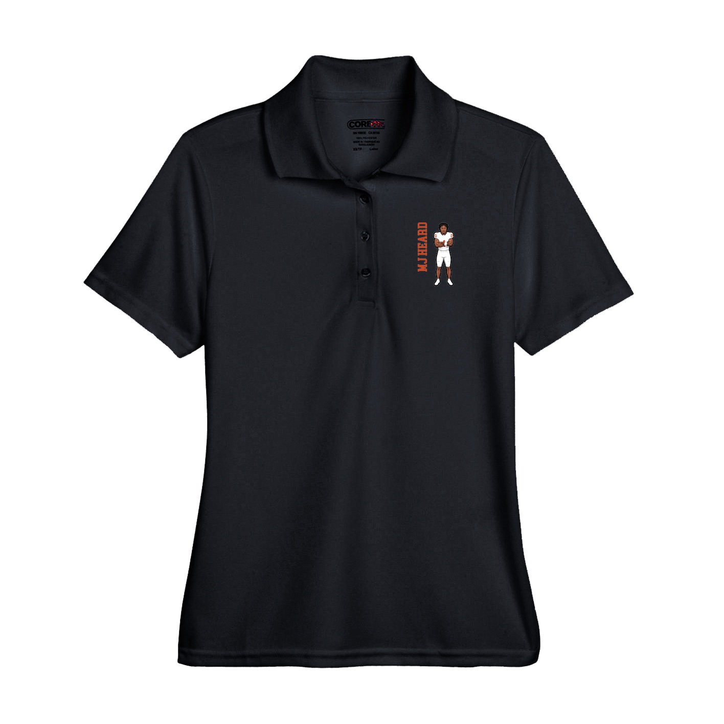 Performance Polo — Name Vertical in Black