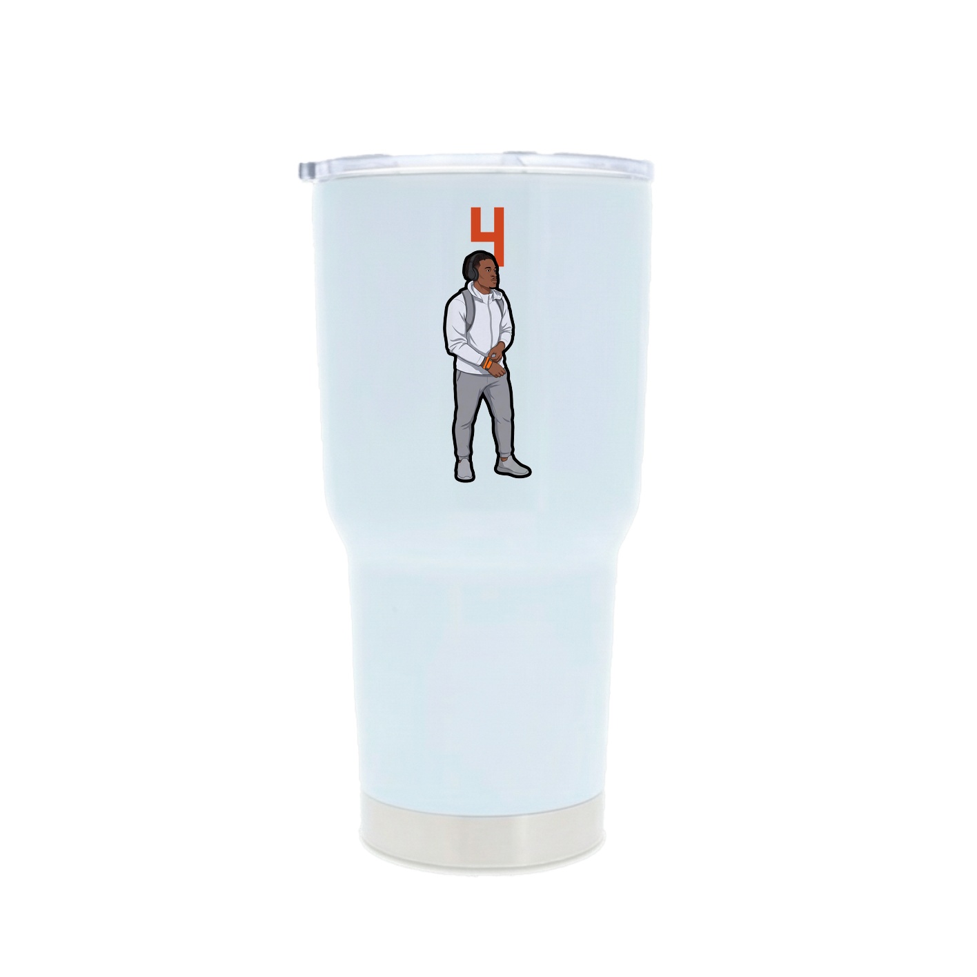 30oz Stainless Steel Tumbler — Number Top in White