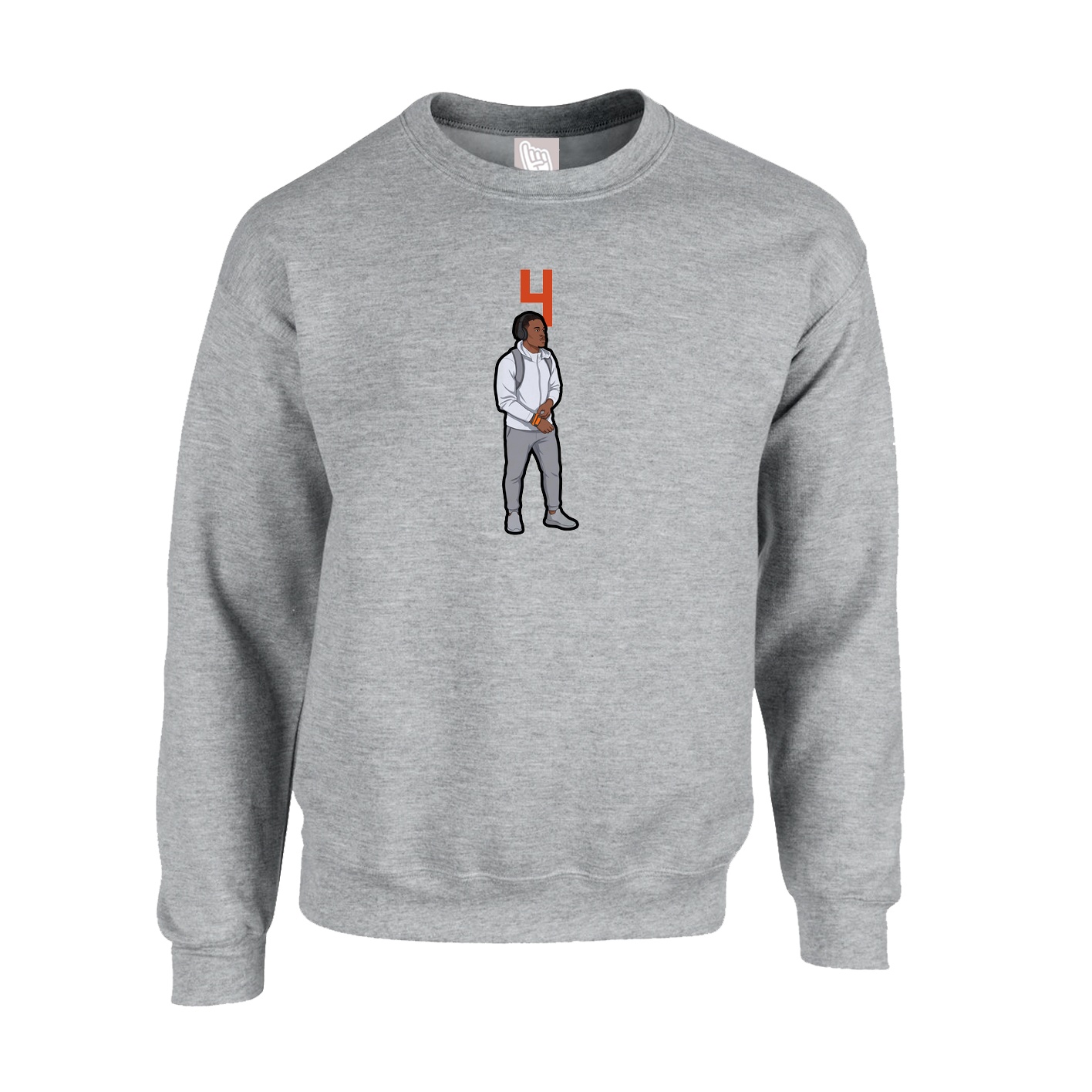 Fleece Crew — Number Top in Grey