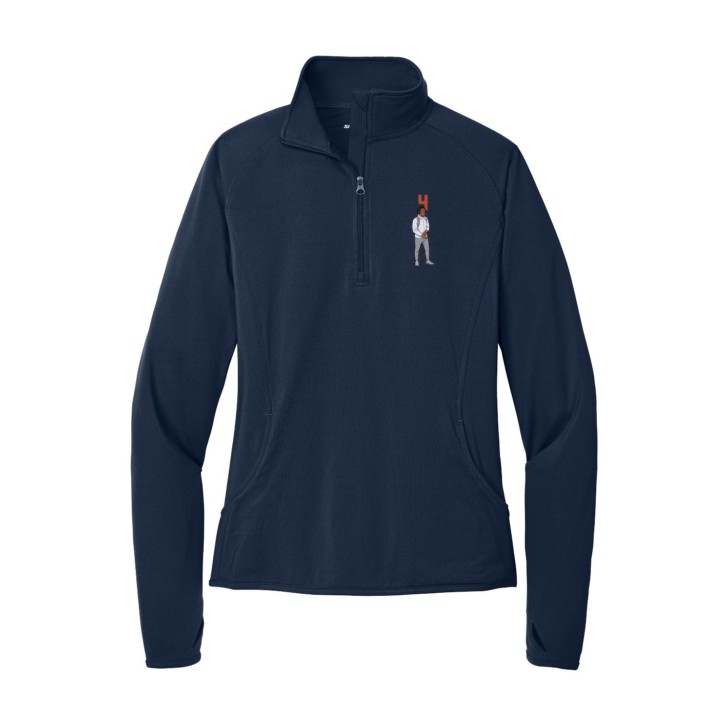 Women's Q-Zip Pullover — Number Top in Navy