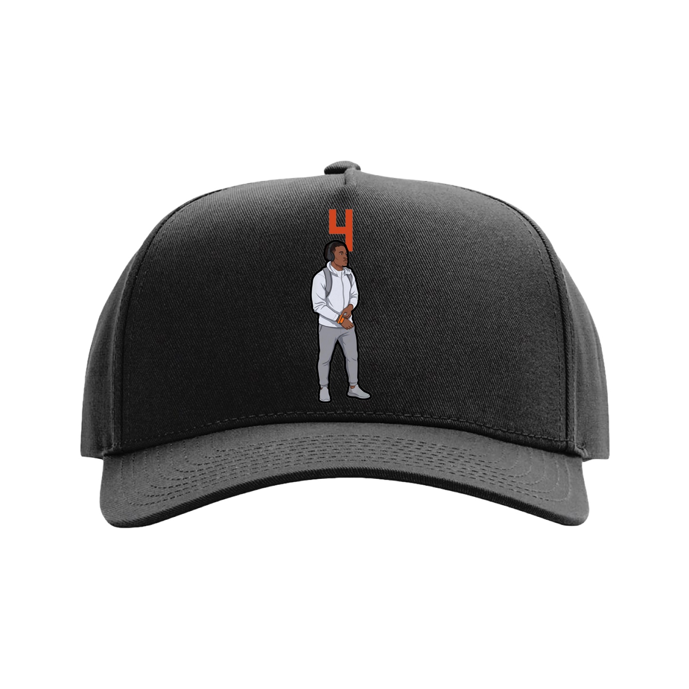 Full Fabric Five-Panel Champ Cap — Number Top in Black