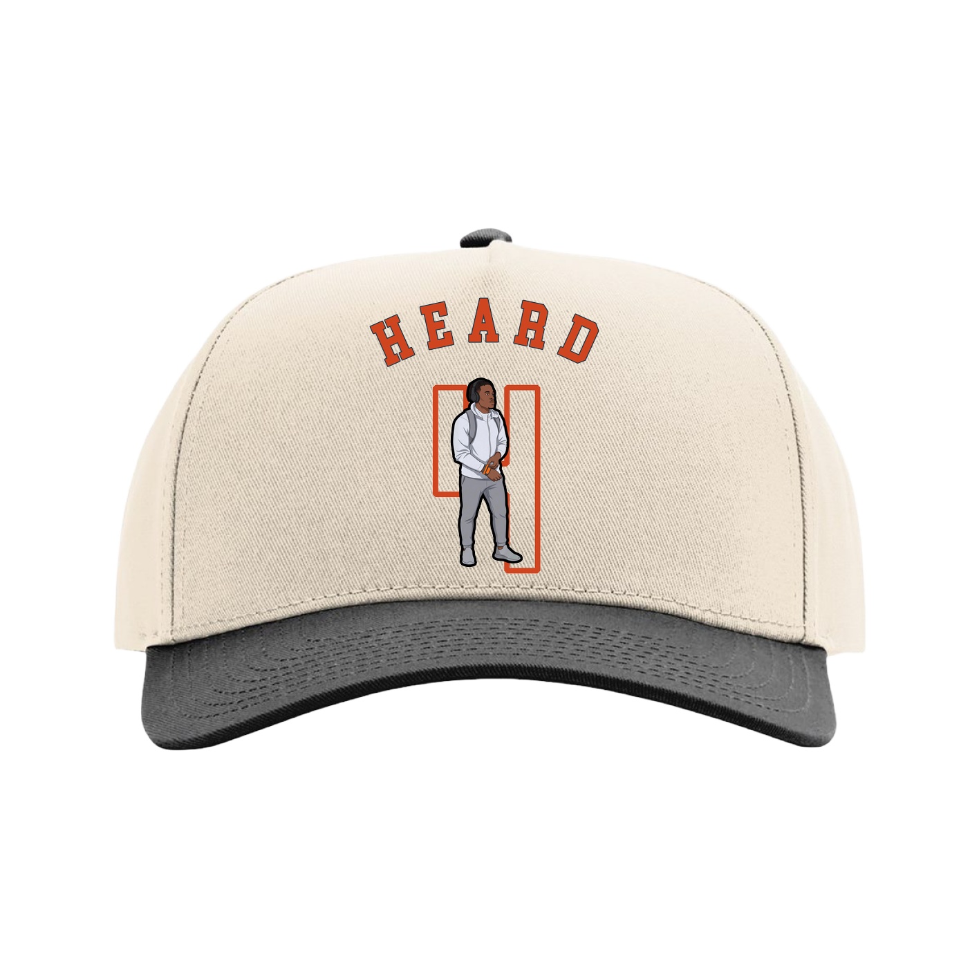 Full Fabric Five-Panel Champ Cap — Shirsey Arch in Cream/Black