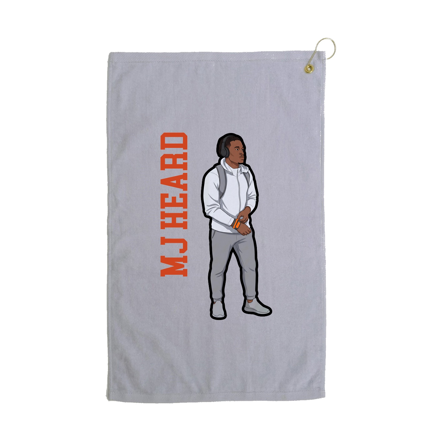 Golf Towel — Name Vertical in Grey