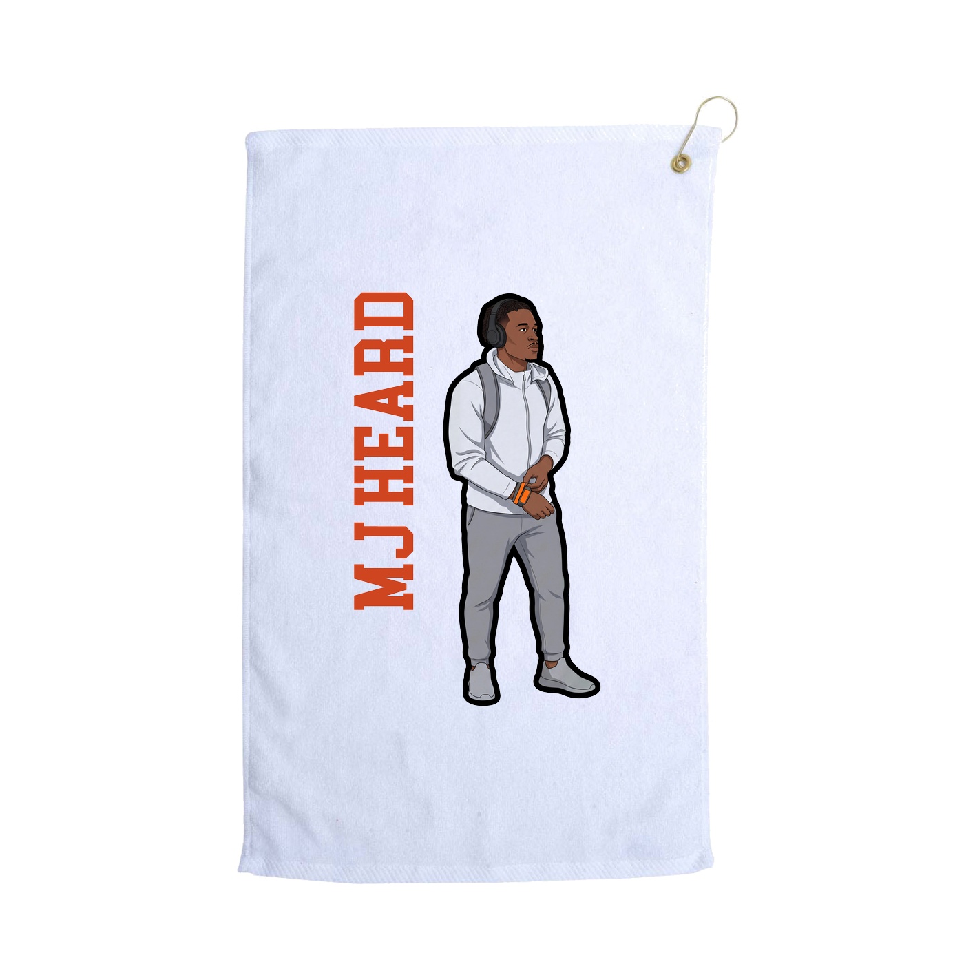 Golf Towel — Name Vertical in White