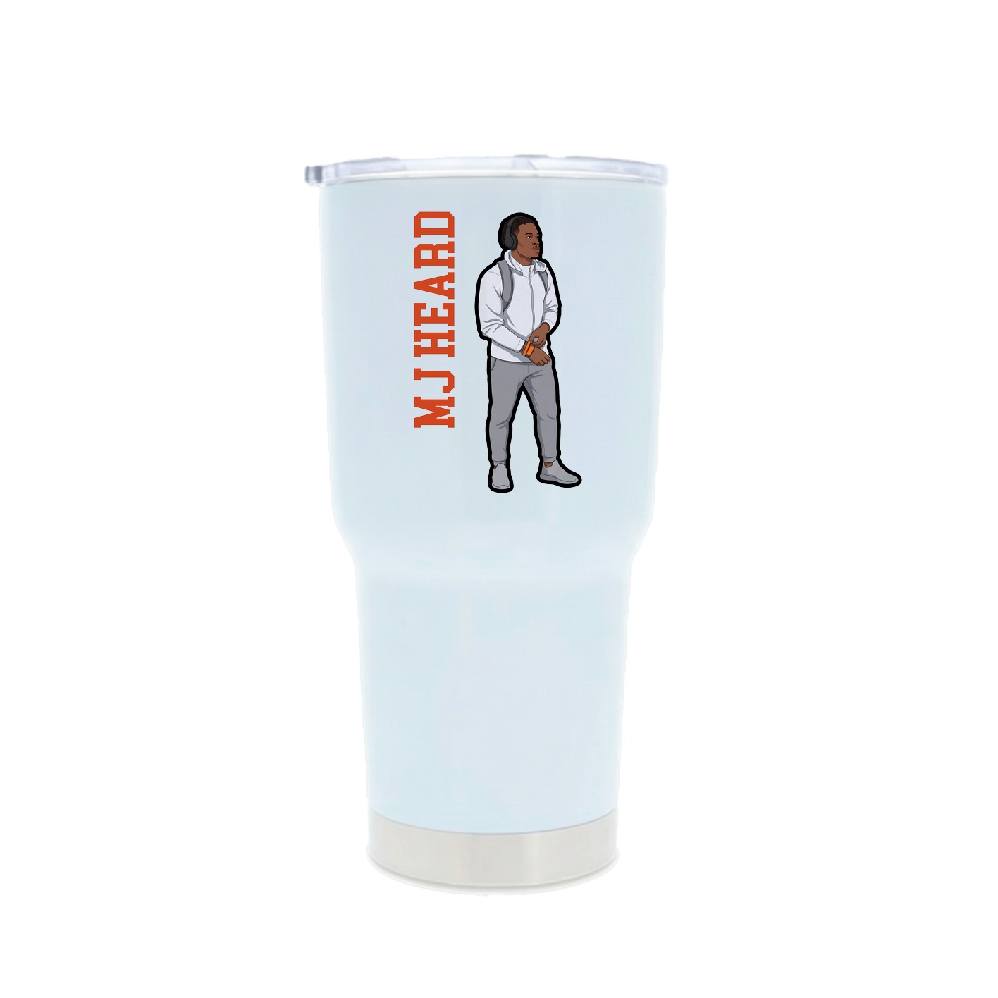 30oz Stainless Steel Tumbler — Name Vertical in White