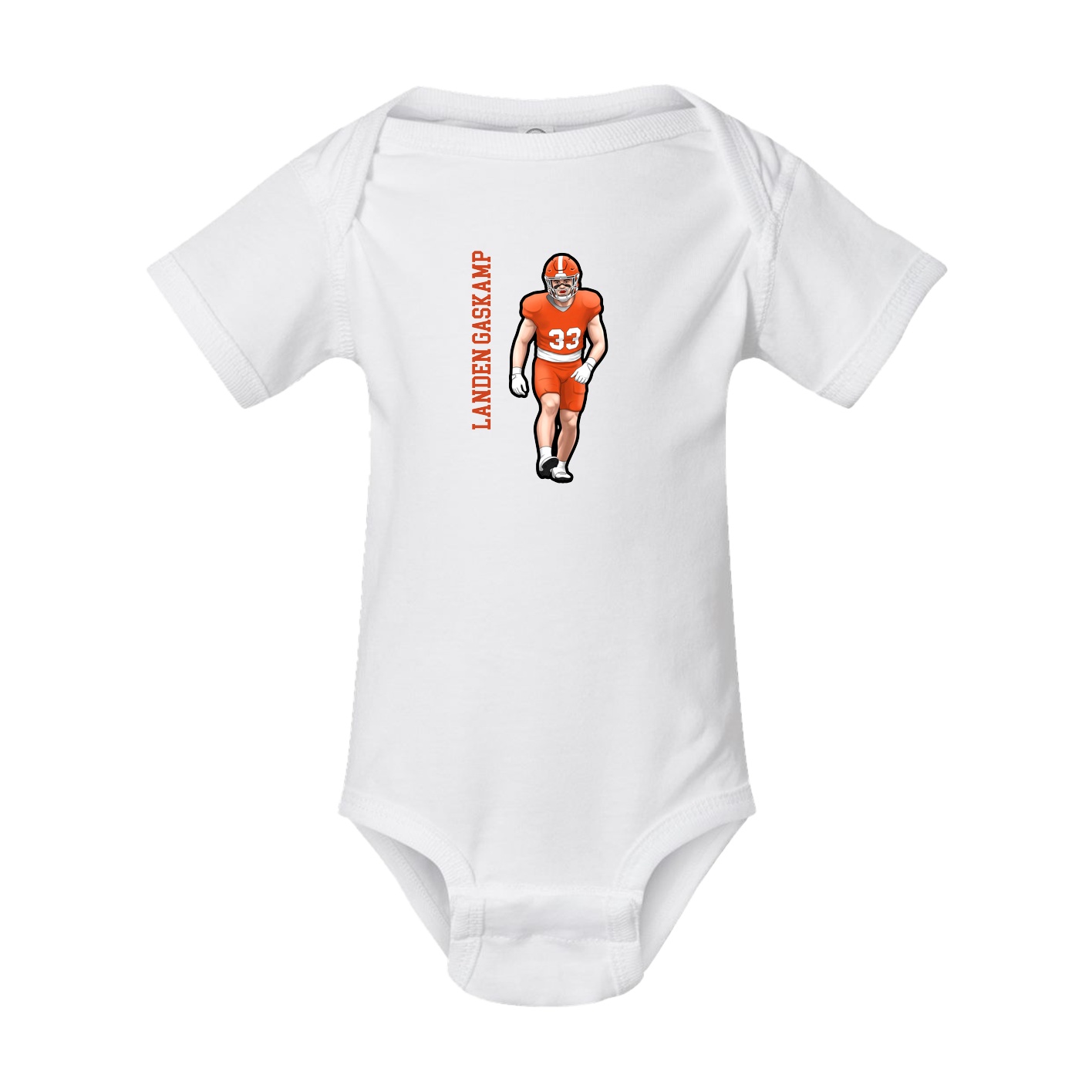 Baby Onesie — Name Vertical in White