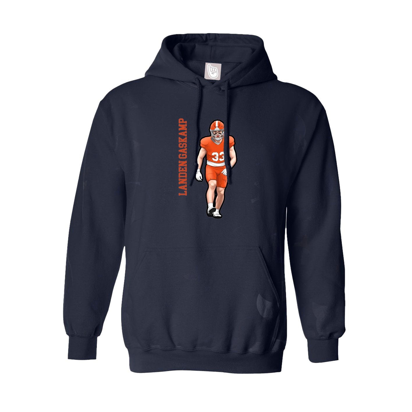 Hoodie — Name Vertical in Navy