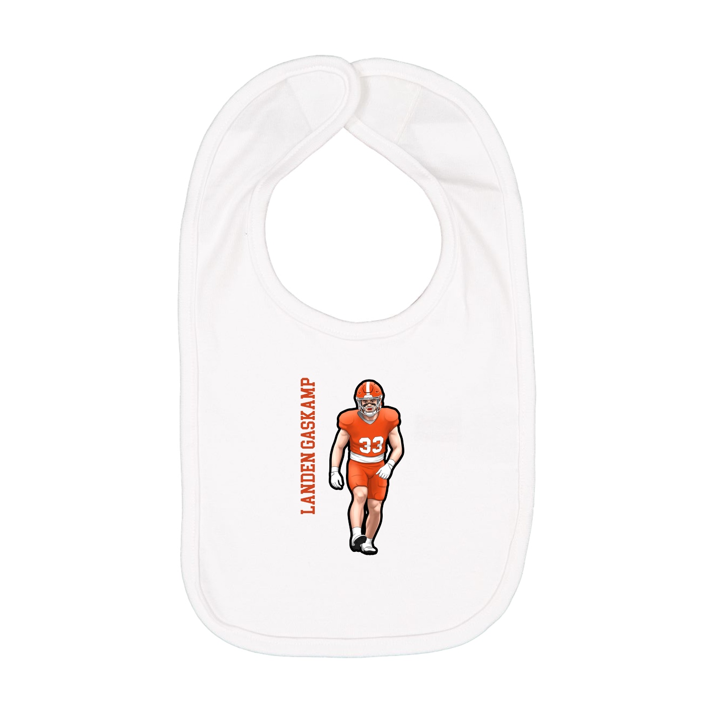 Infant Bib — Name Vertical in White
