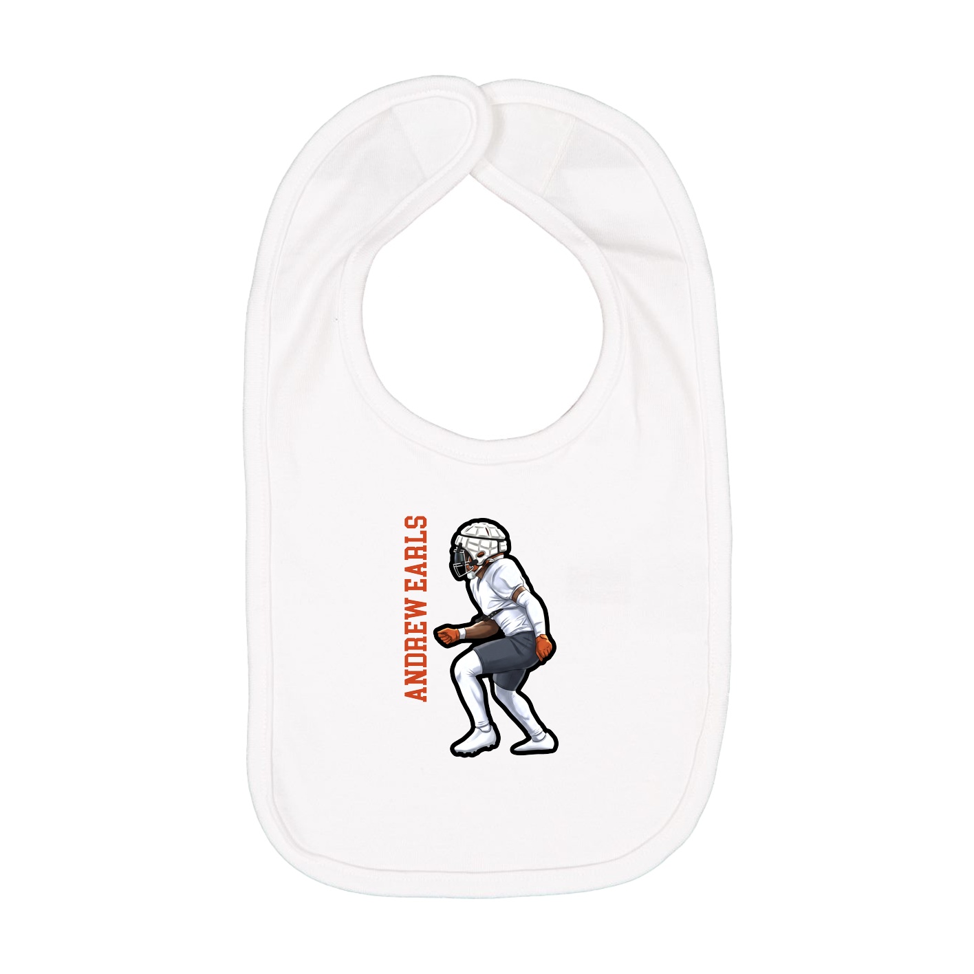 Infant Bib — Name Vertical in White