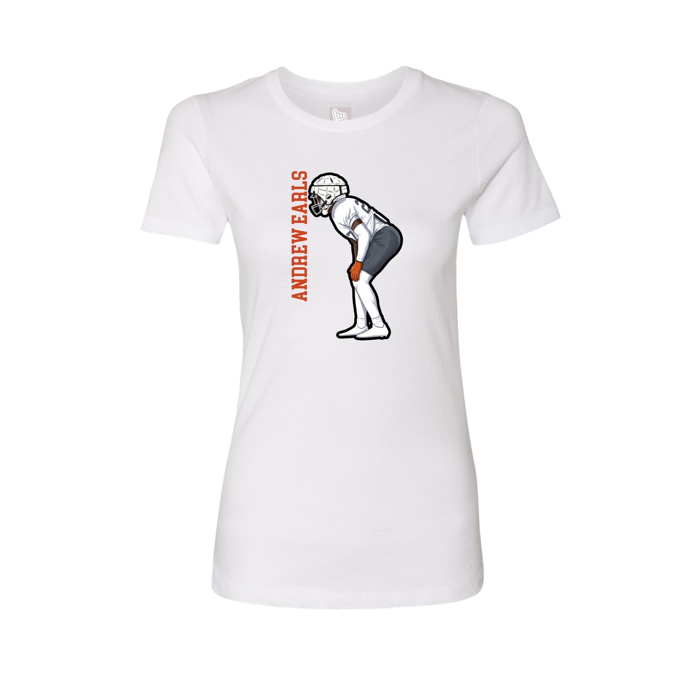 Womens Tee — Name Vertical in White
