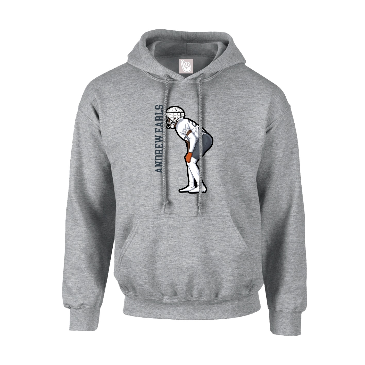 Hoodie — Name Vertical in Grey