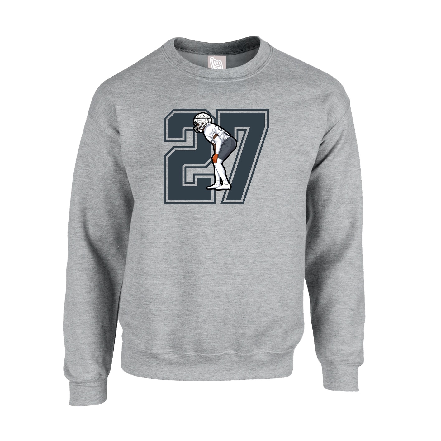 Fleece Crew — Number in Grey