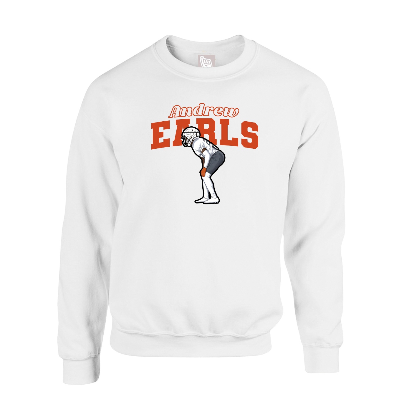 Fleece Crew — Name Arch in White