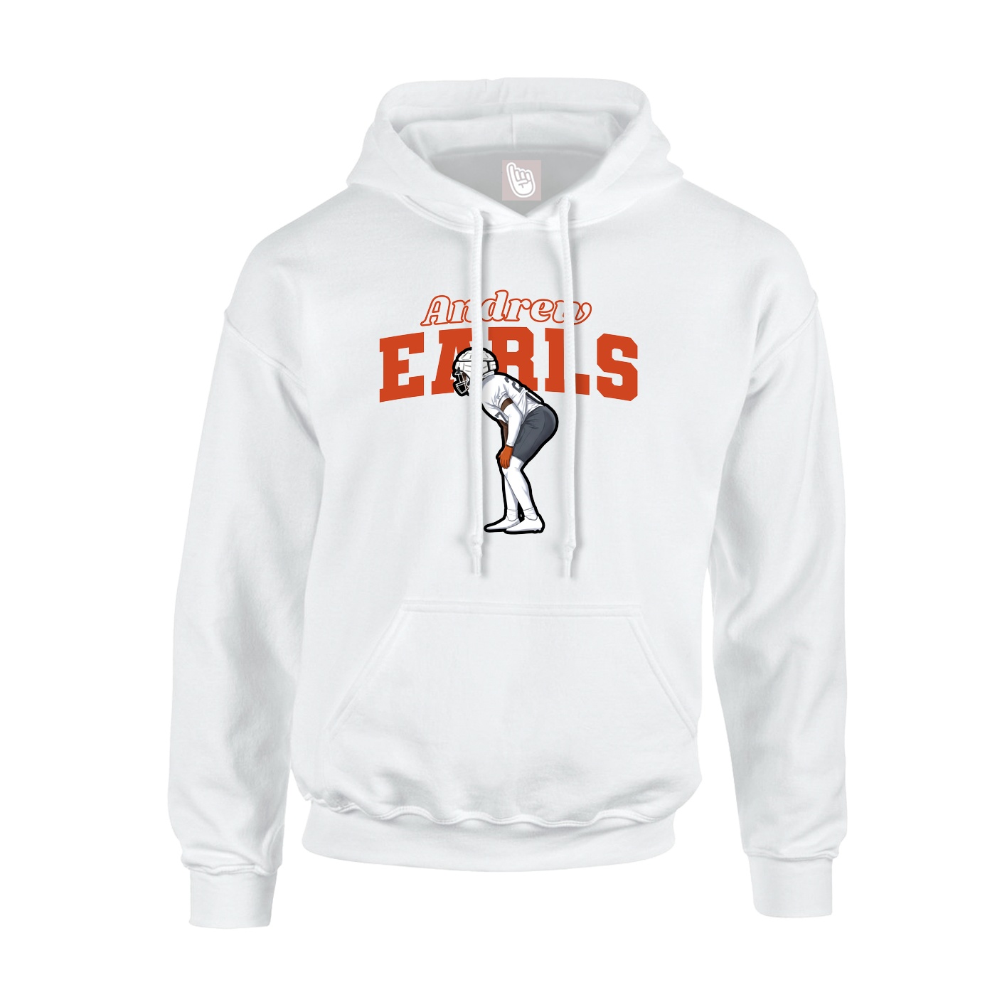 Youth Hoodie — Name Arch in White